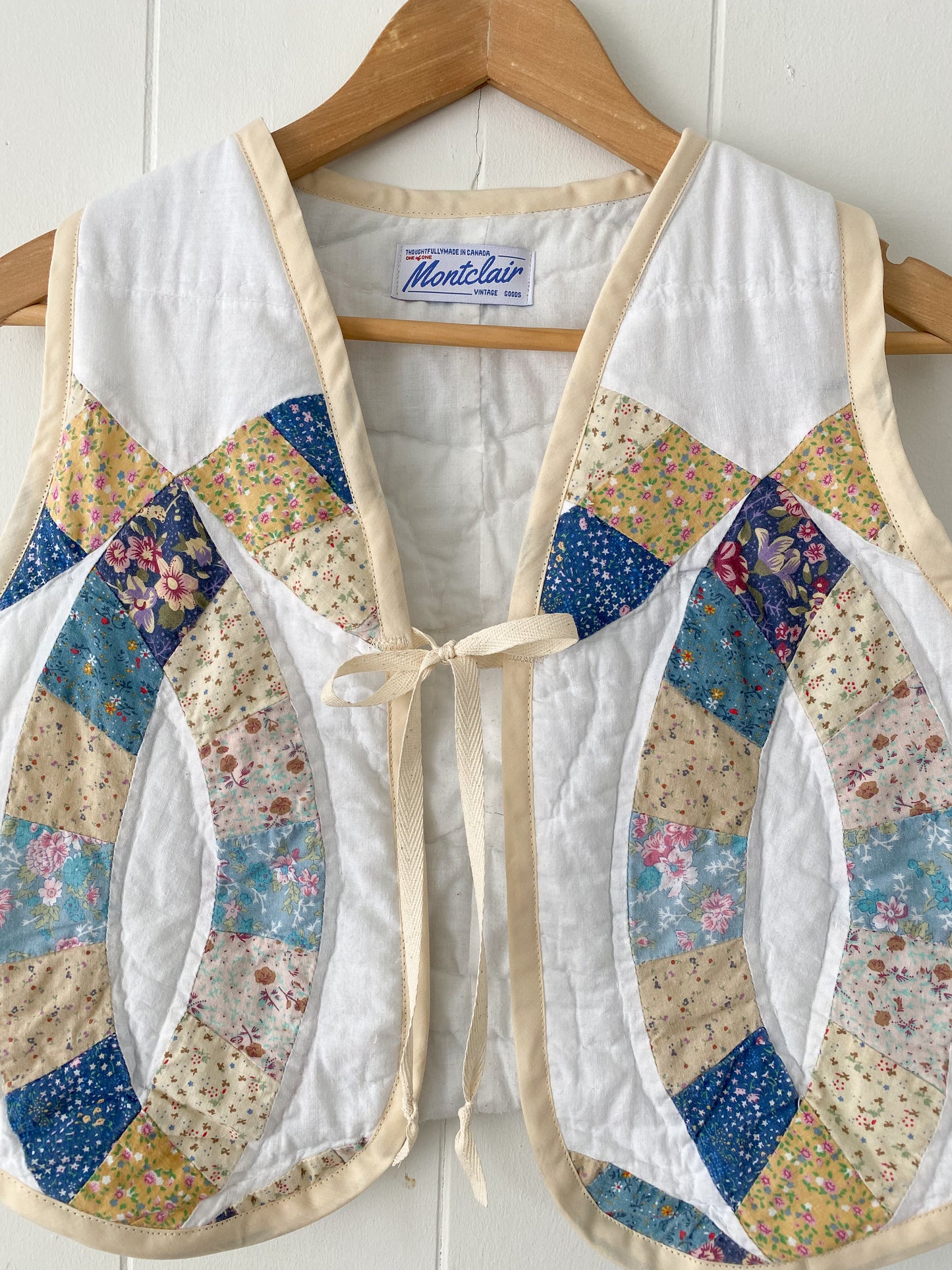 (XS/S) Upcycled Tie Front Quilt Vest