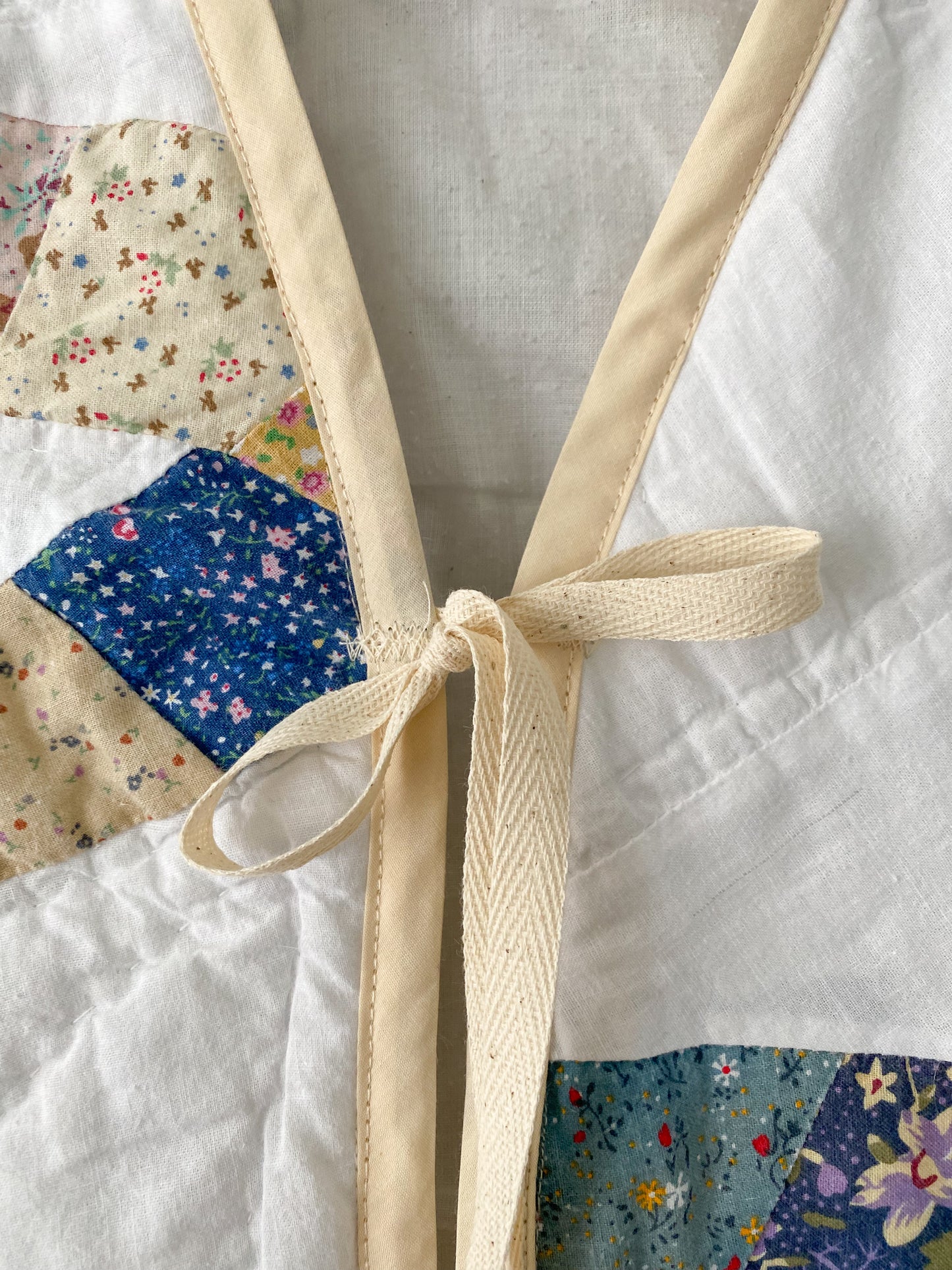 (S) Upcycled Tie Front Quilt Vest
