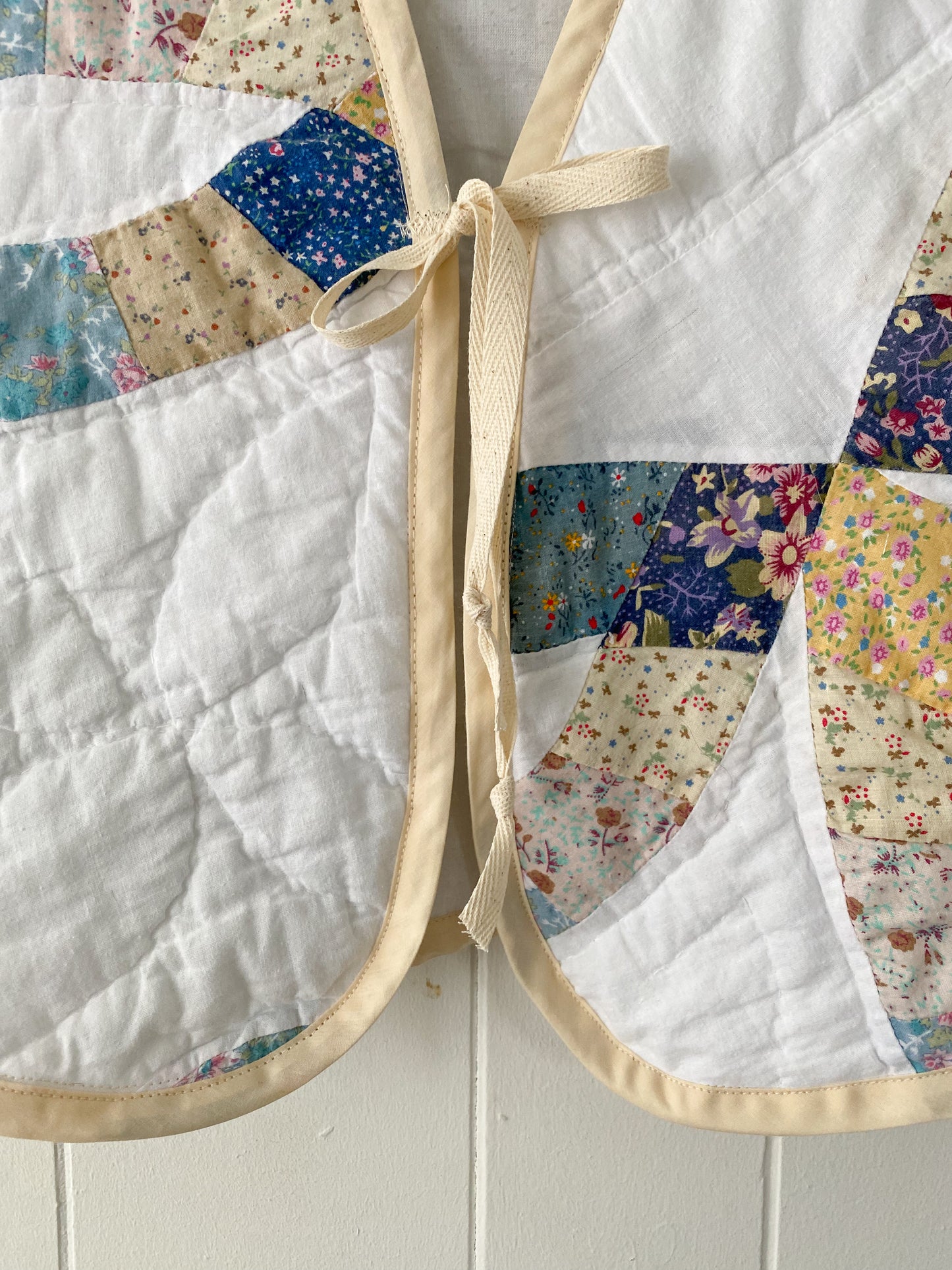 (S) Upcycled Tie Front Quilt Vest