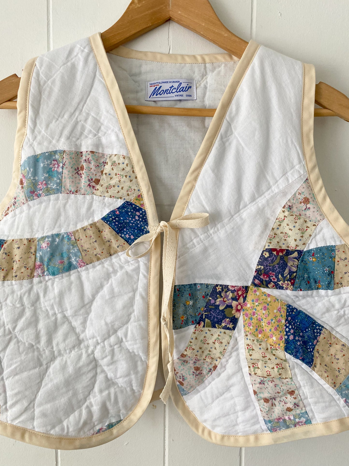 (S) Upcycled Tie Front Quilt Vest
