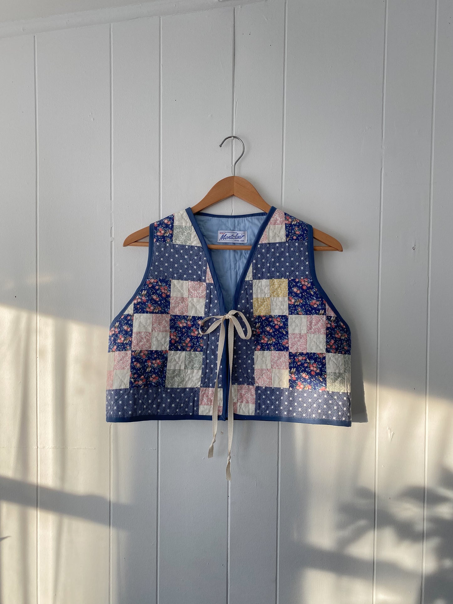 (S) Upcycled Tie Front Quilt Vest