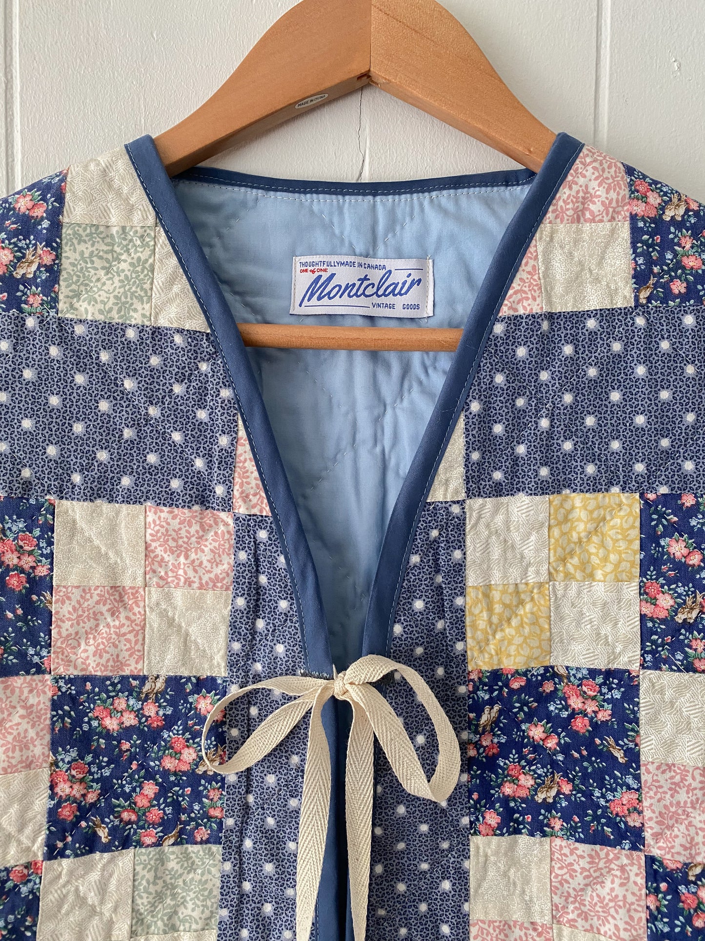 (S) Upcycled Tie Front Quilt Vest