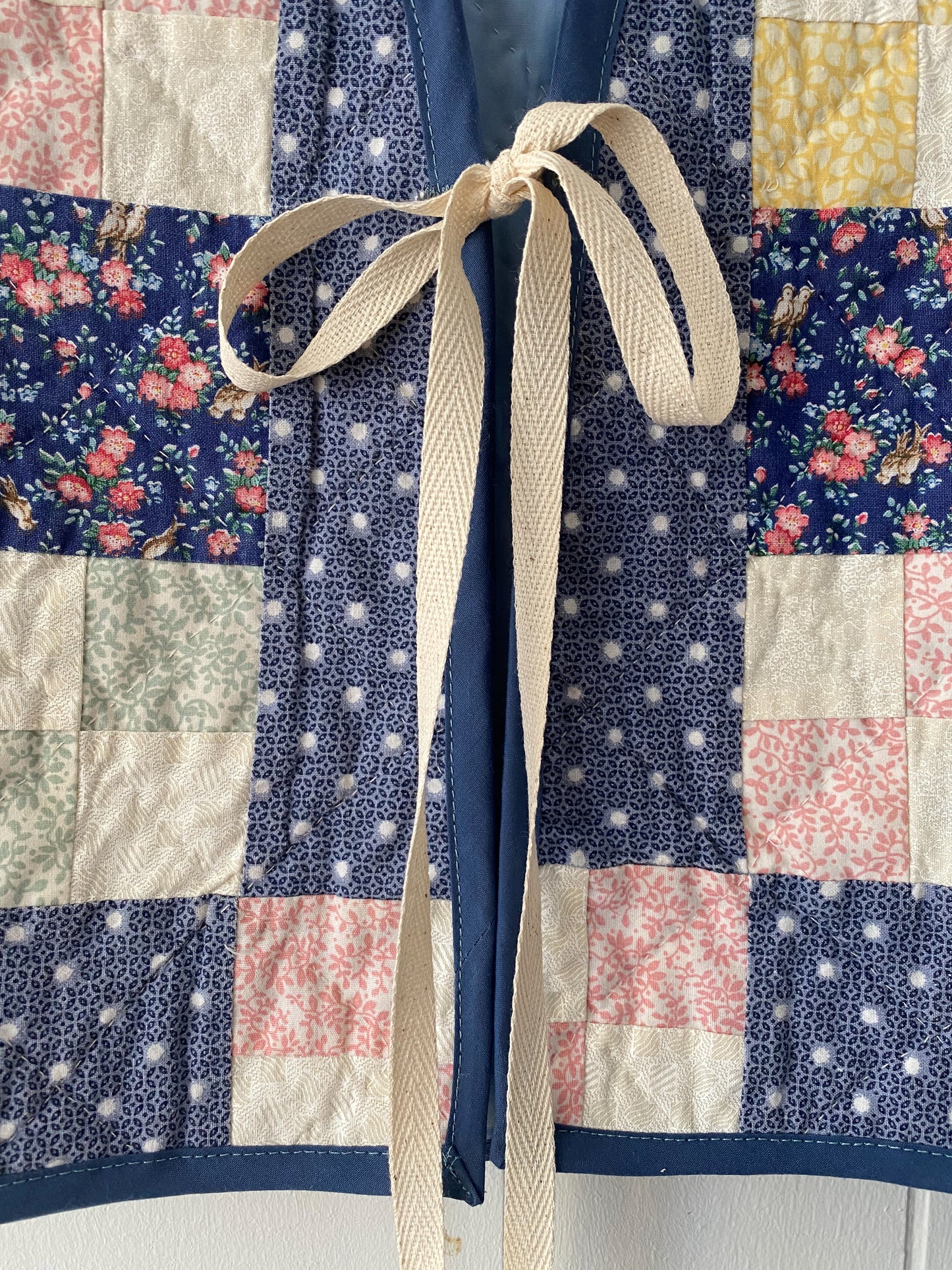 (S) Upcycled Tie Front Quilt Vest