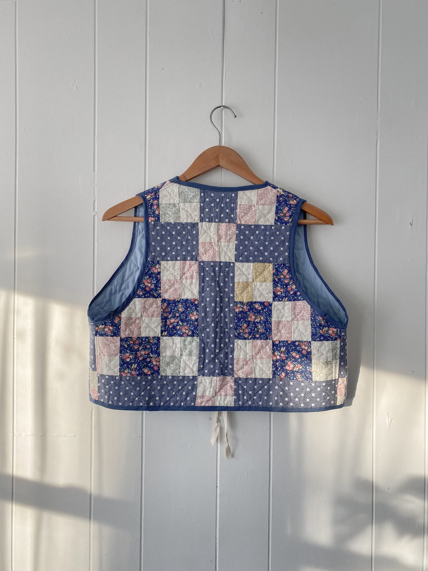 (S) Upcycled Tie Front Quilt Vest