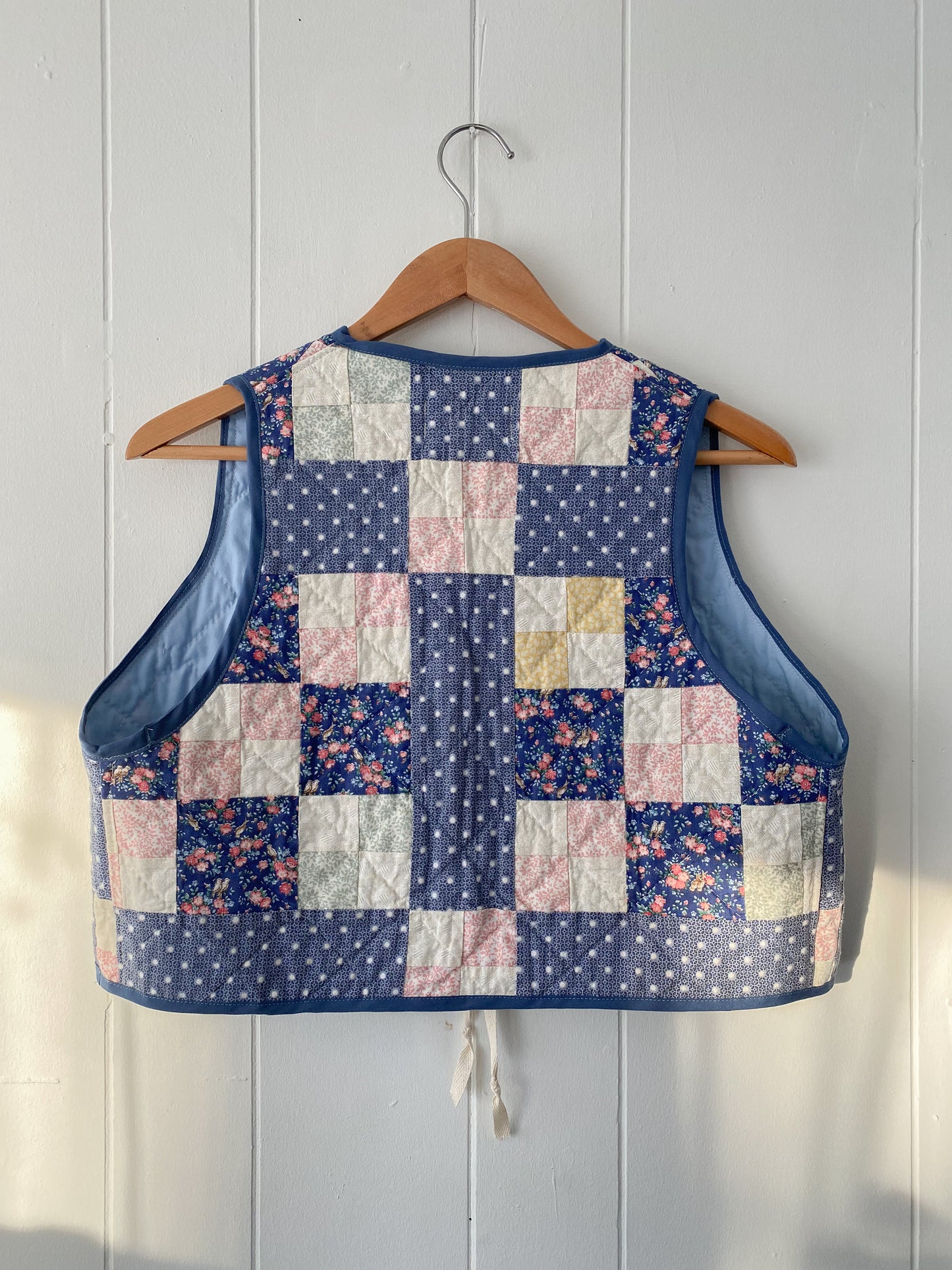 (S) Upcycled Tie Front Quilt Vest