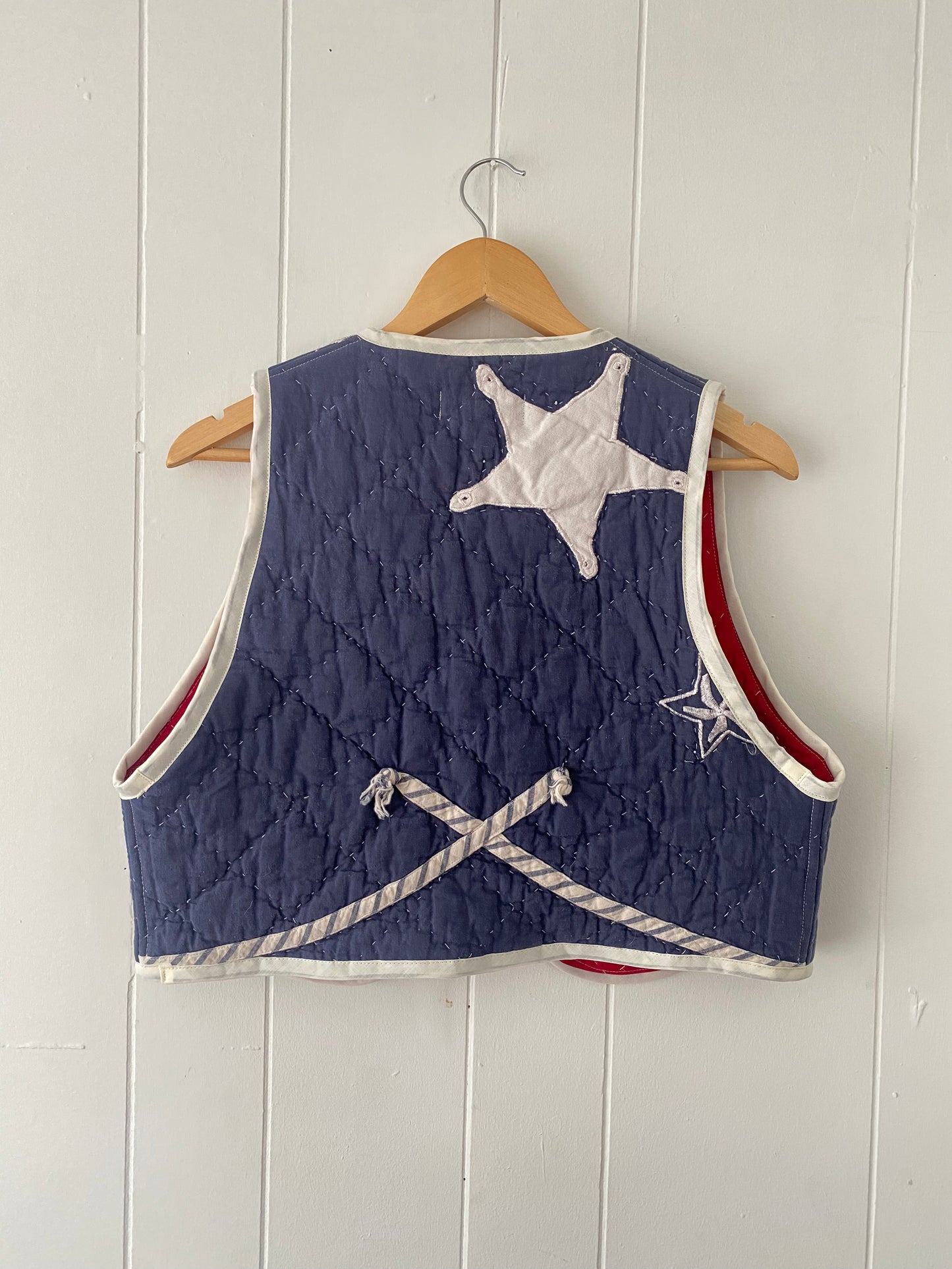 Upcycled Tie Front Star Quilt Vest