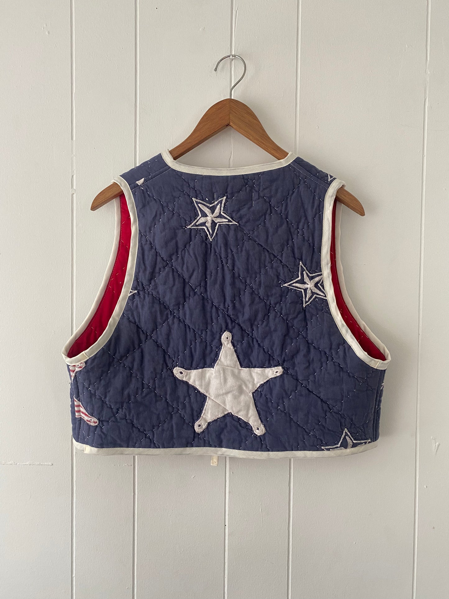 Upcycled Tie Front Star Quilt Vest