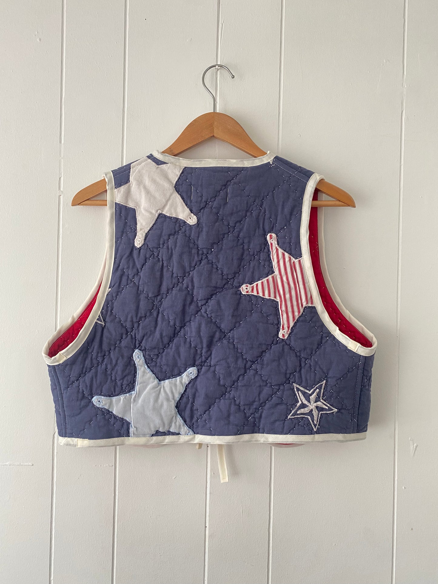 Upcycled Tie Front Star Quilt Vest