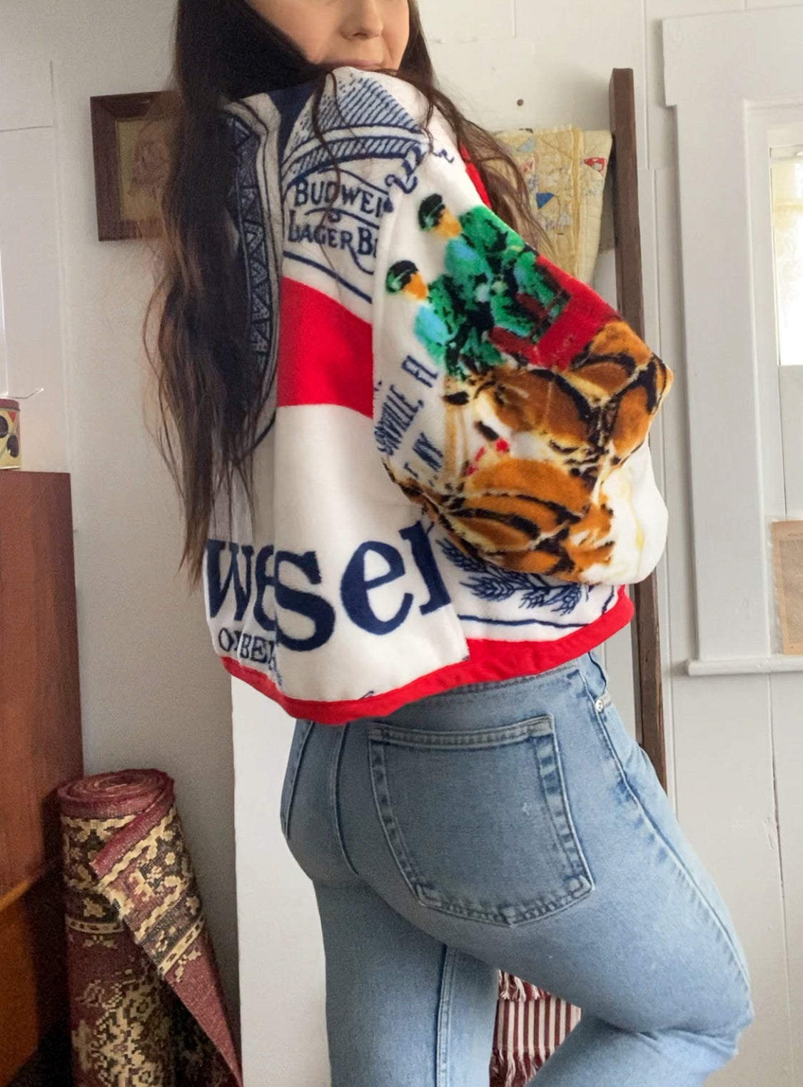 Upcycled Budweiser Blanket Coat