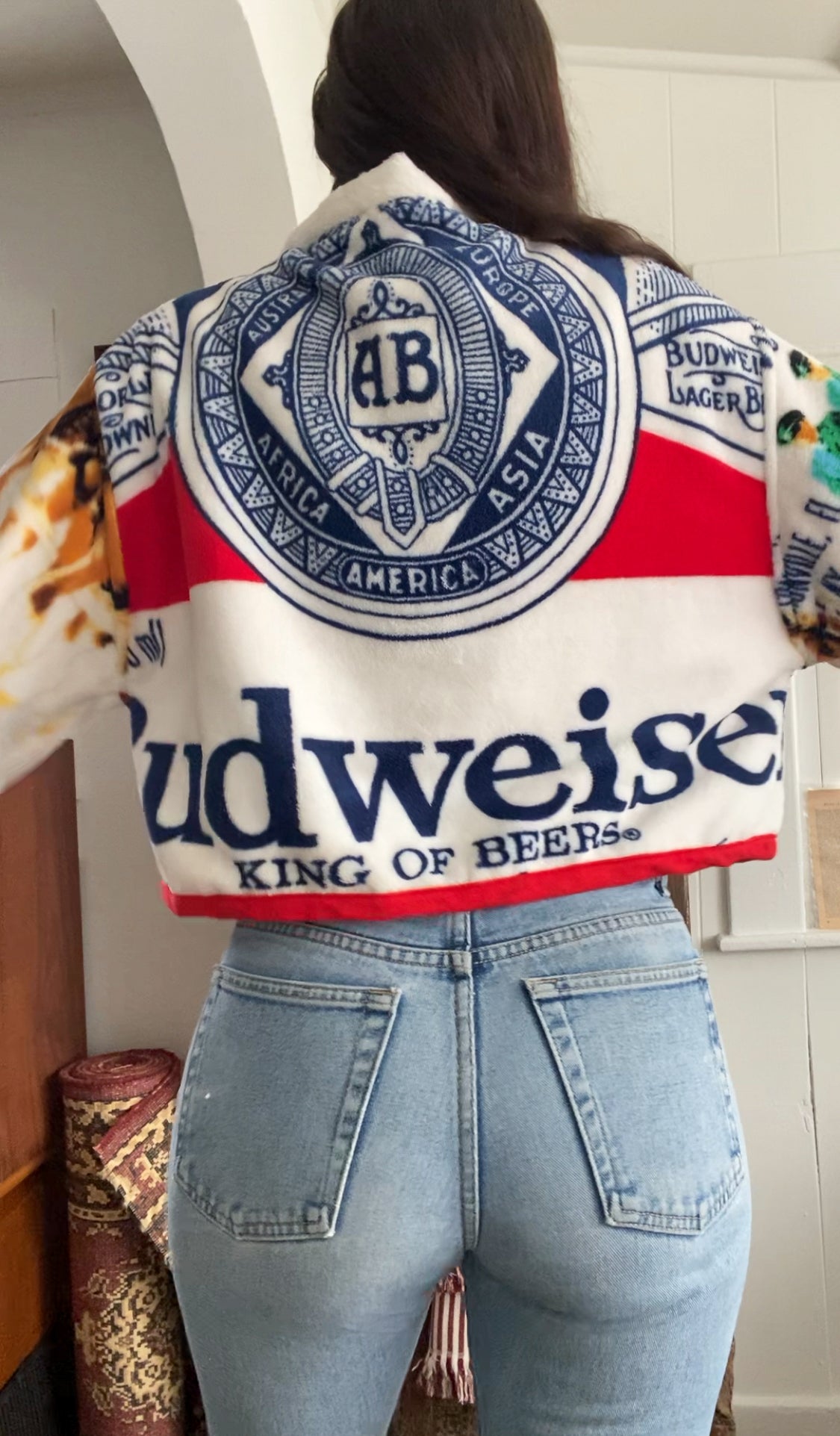 Upcycled Budweiser Blanket Coat