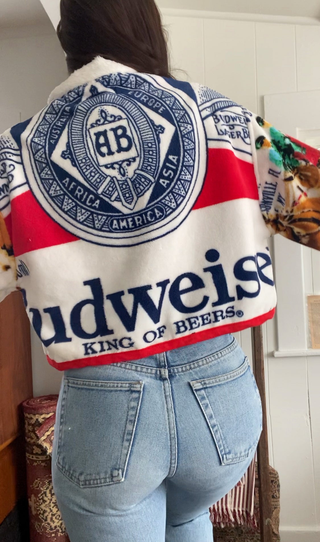 Upcycled Budweiser Blanket Coat