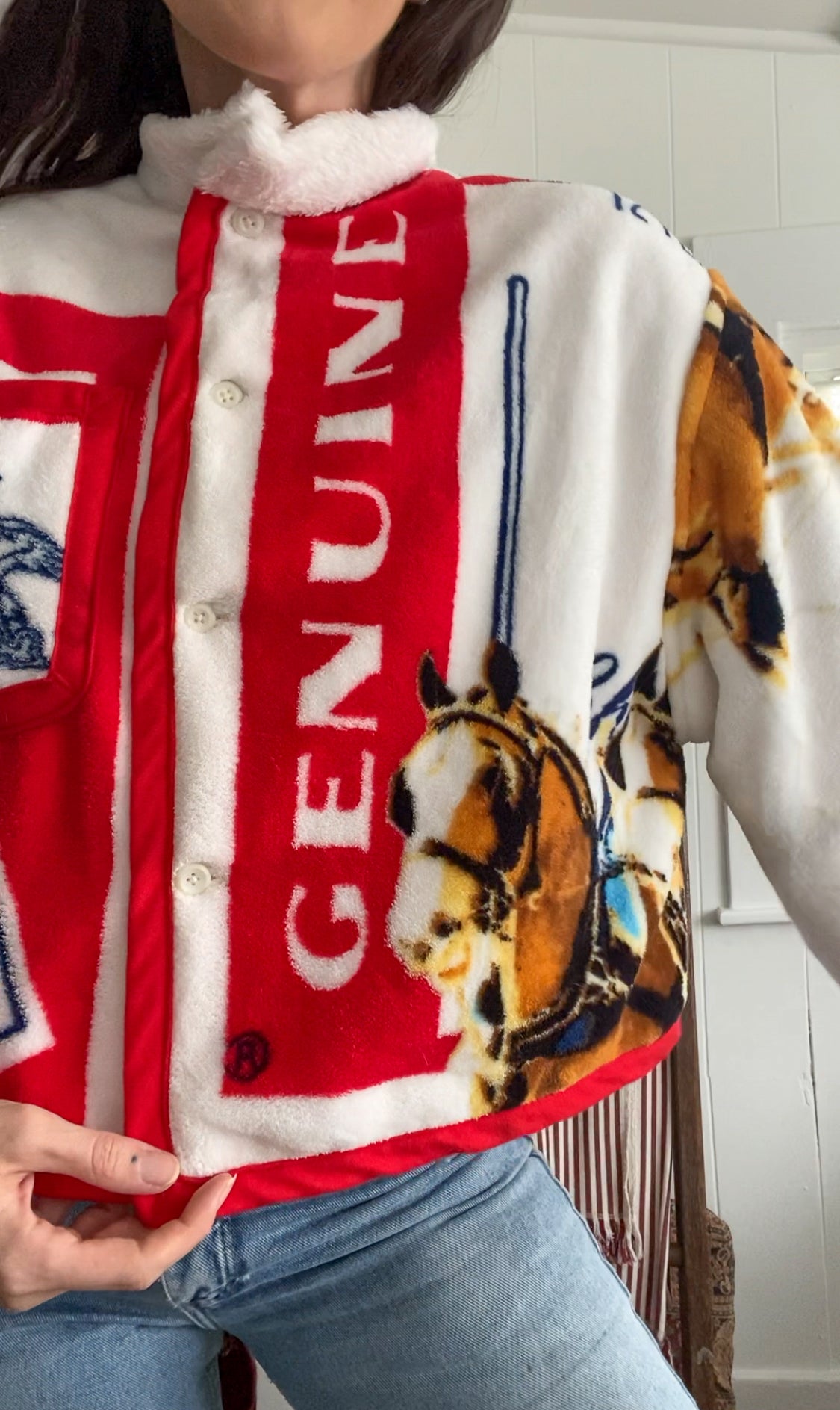 Upcycled Budweiser Blanket Coat