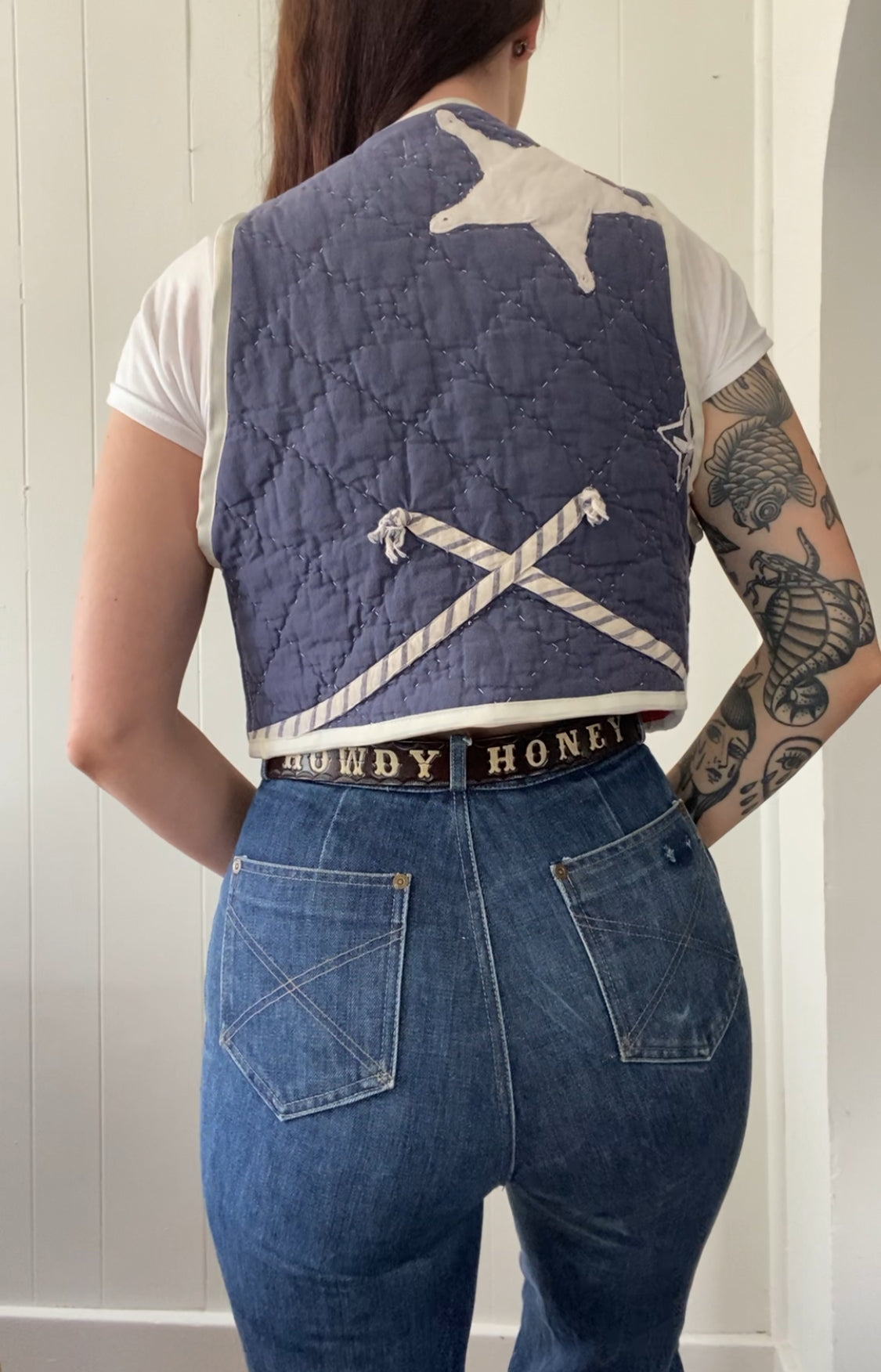 Upcycled Tie Front Star Quilt Vest