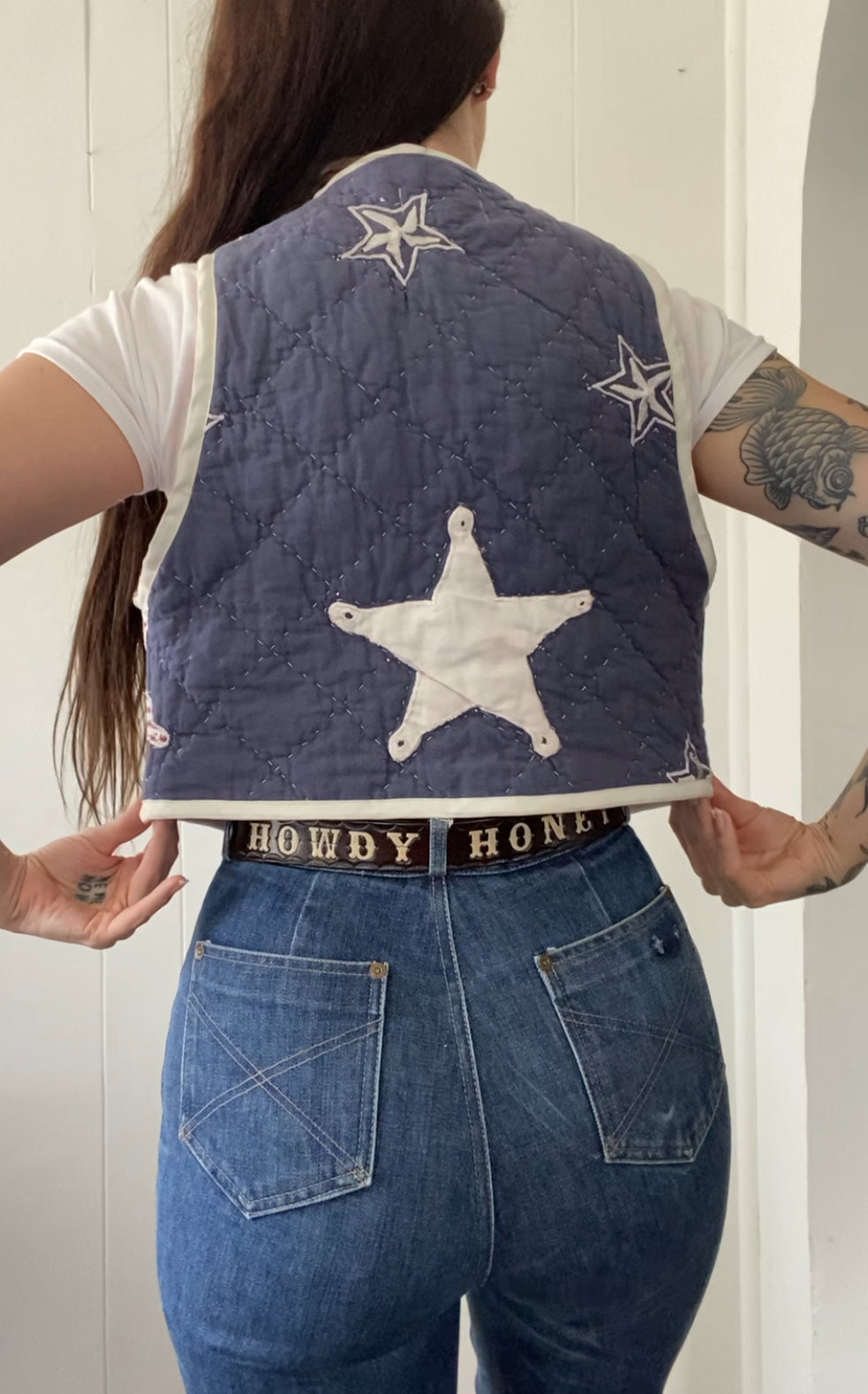 Upcycled Tie Front Star Quilt Vest