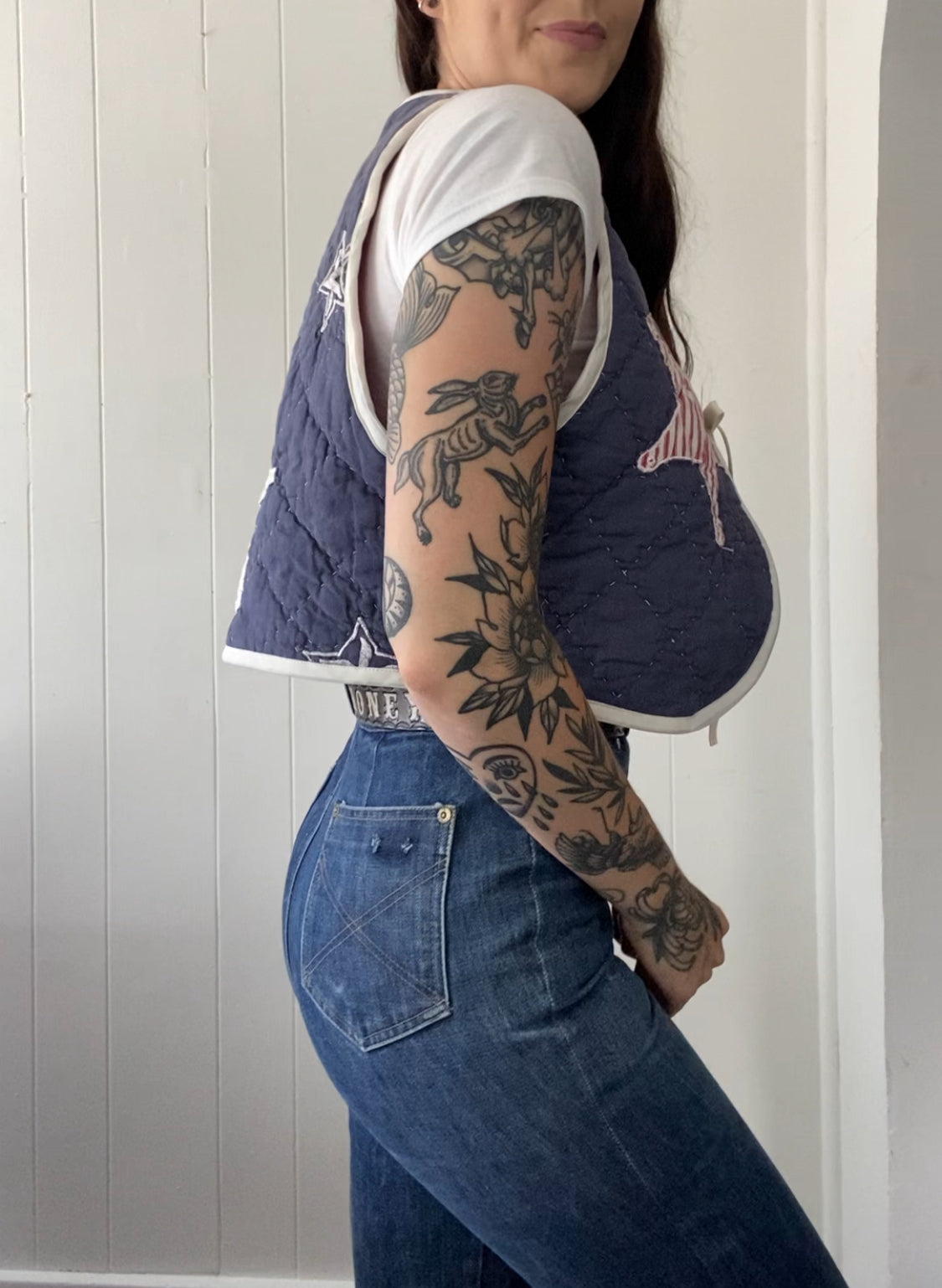 Upcycled Tie Front Star Quilt Vest