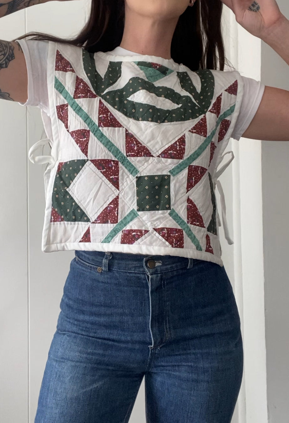 Upcycled Vintage Quilt Side Tie Vest