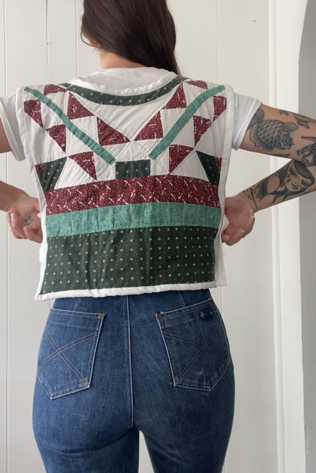 Upcycled Vintage Quilt Side Tie Vest