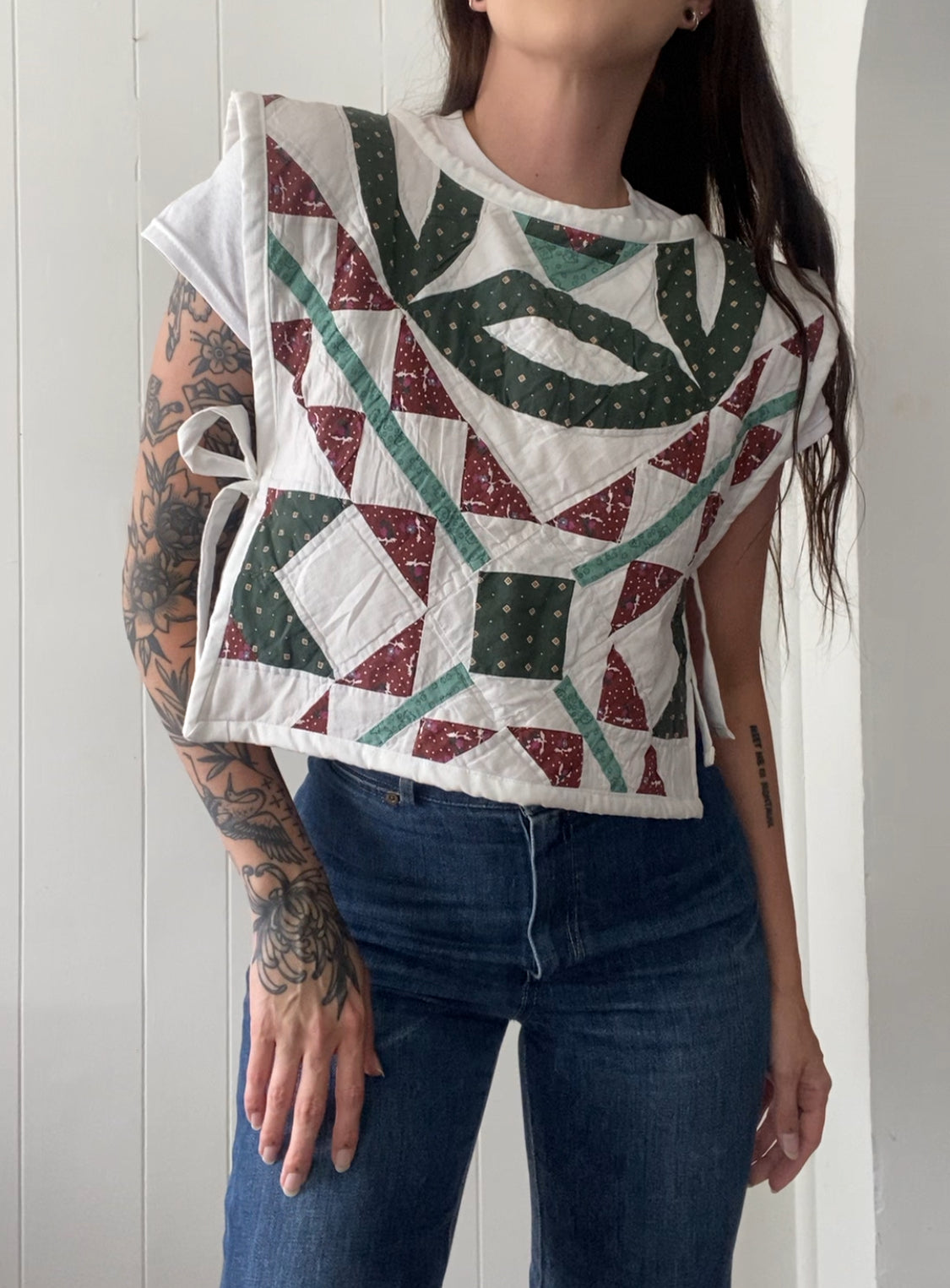 Upcycled Vintage Quilt Side Tie Vest