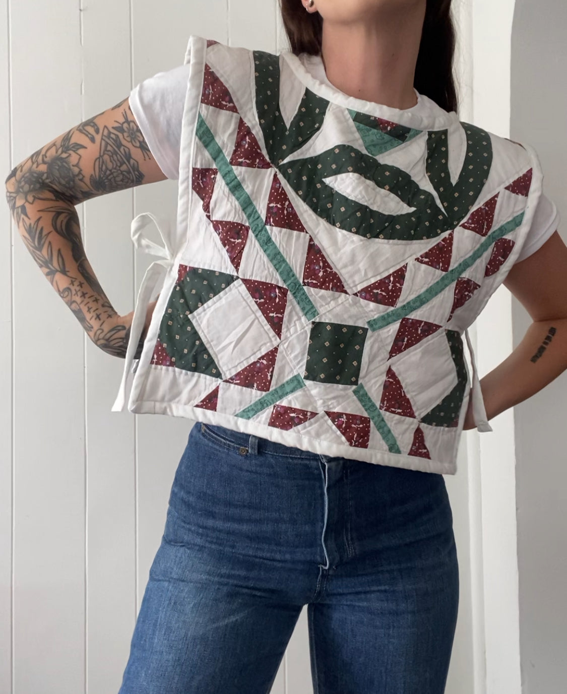 Upcycled Vintage Quilt Side Tie Vest