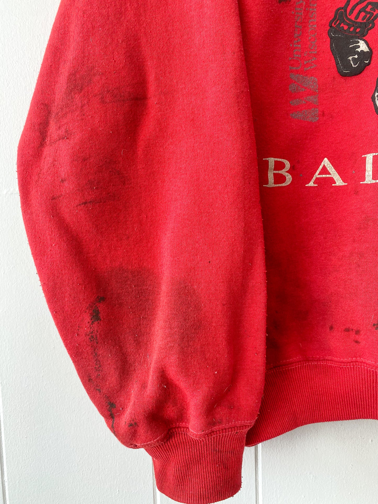 L/XL Vintage Wisconsin Badgers Crewneck (Stained)