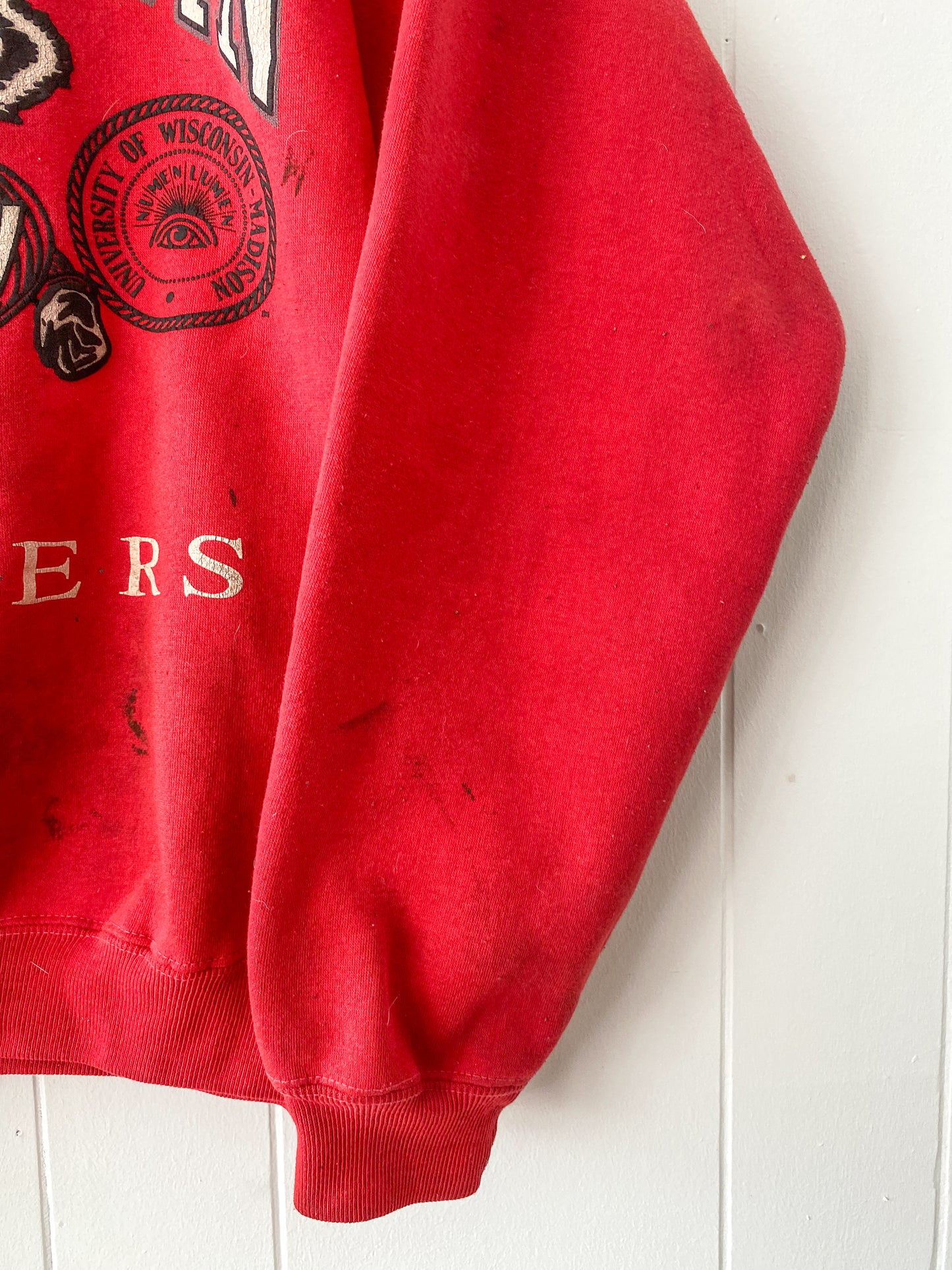 L/XL Vintage Wisconsin Badgers Crewneck (Stained)
