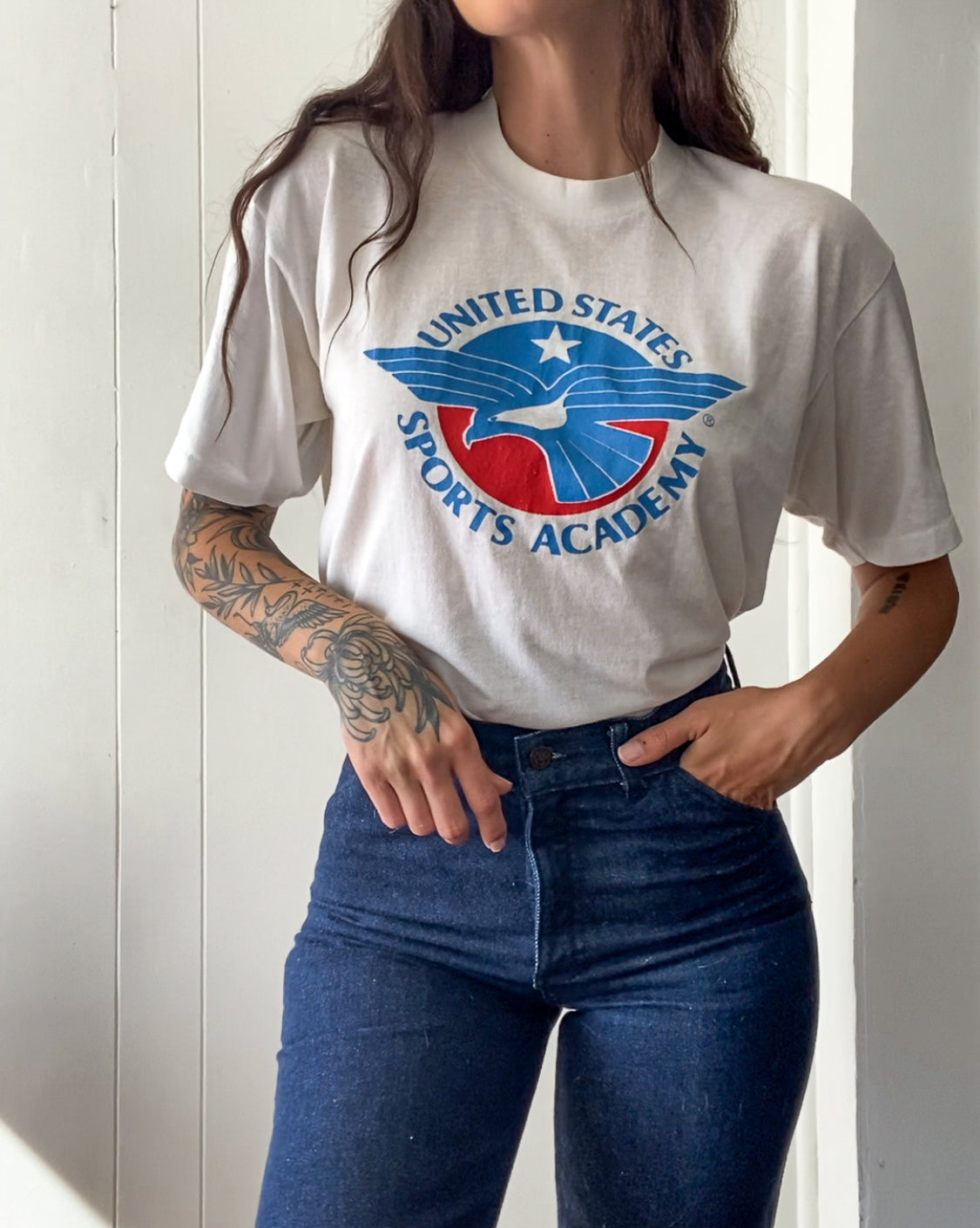 M/L Single Stitch United States Sports Academy Tee