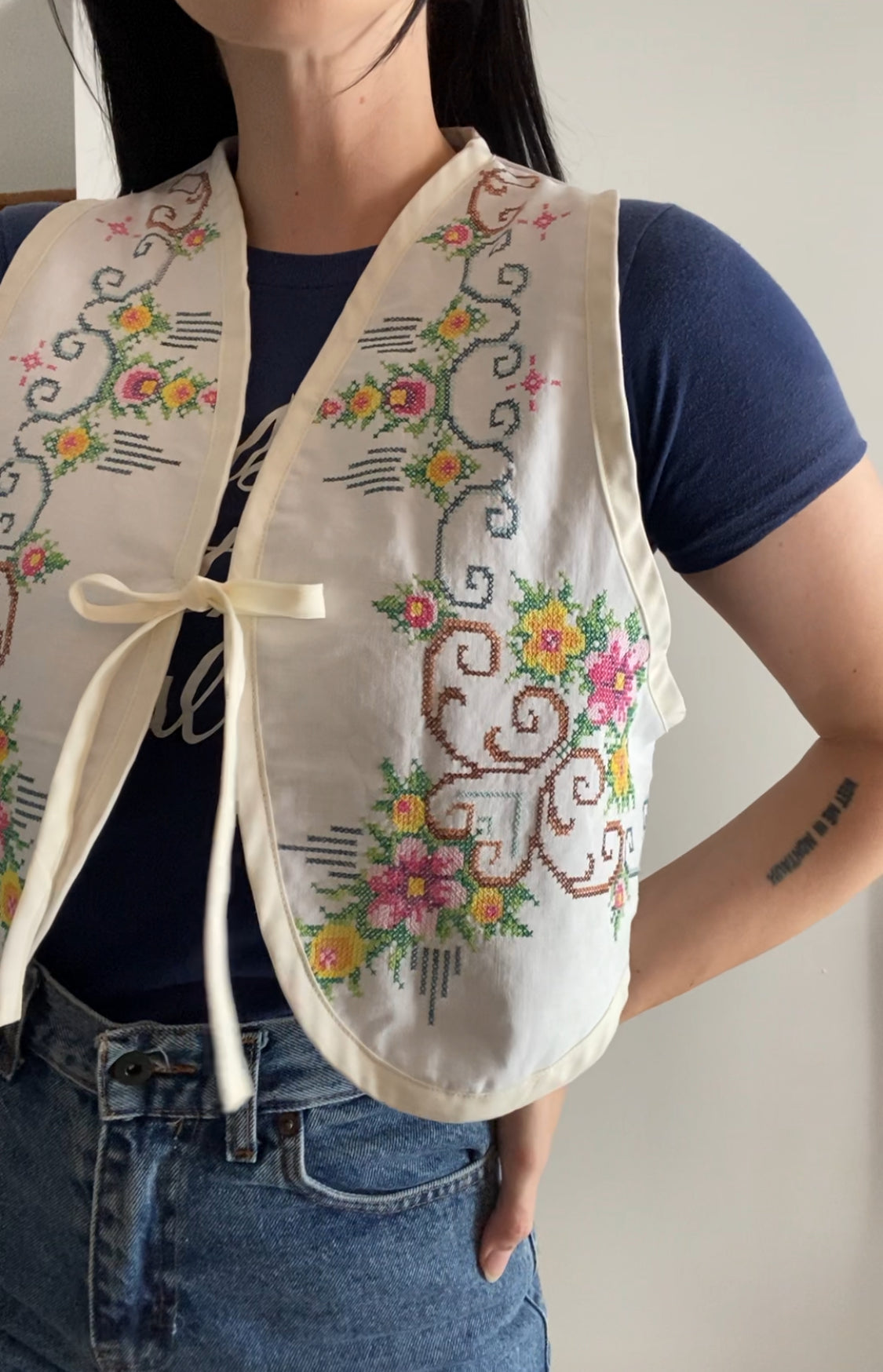 Upcycled Tie-Front Vest