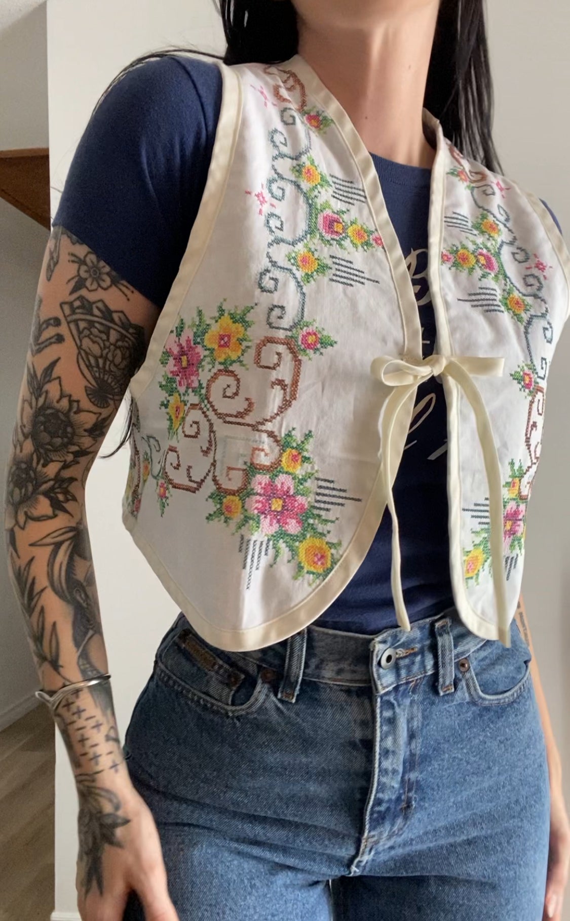Upcycled Tie-Front Vest