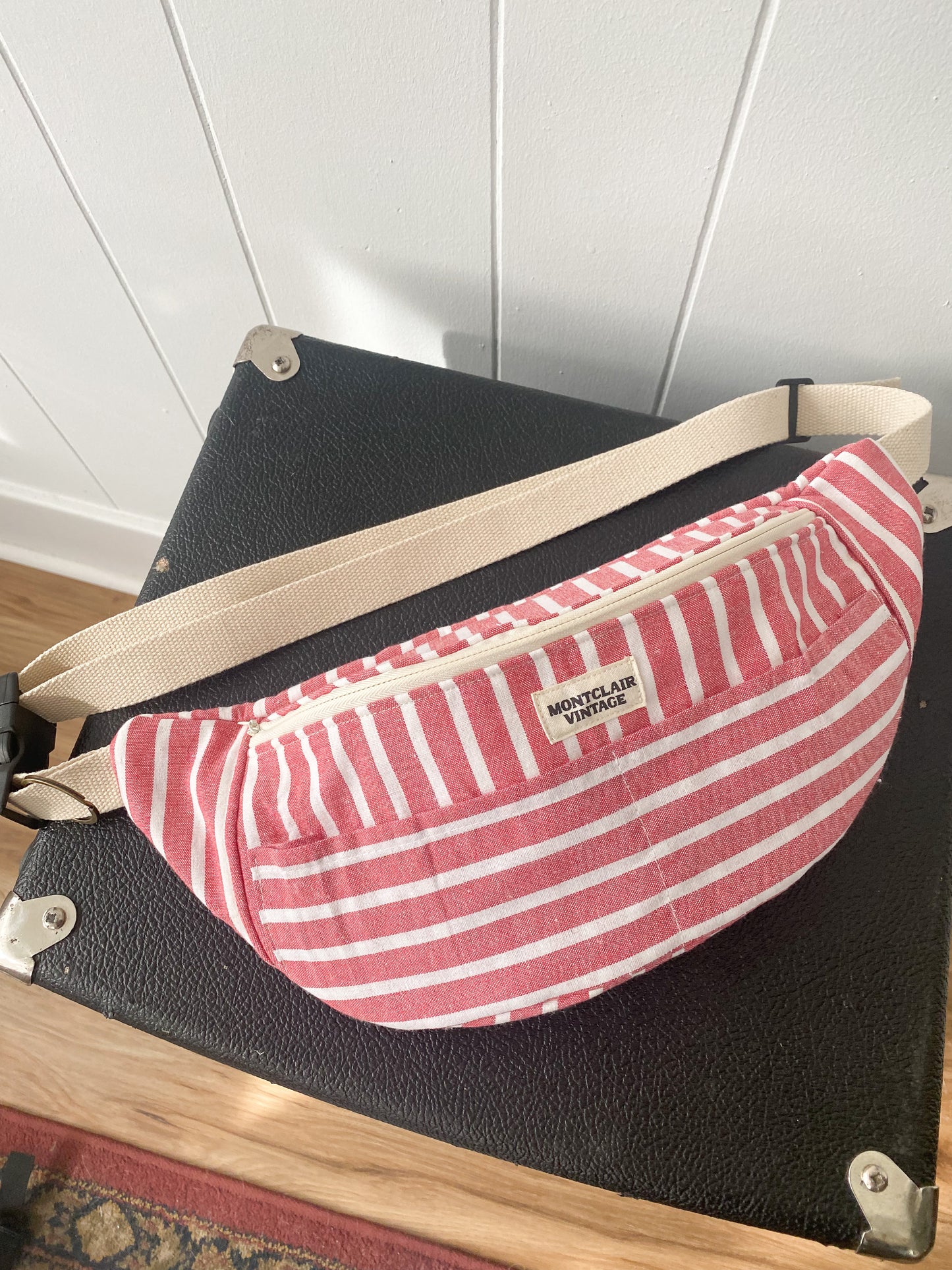 Upcycled Salmon Stripe Fanny Pack
