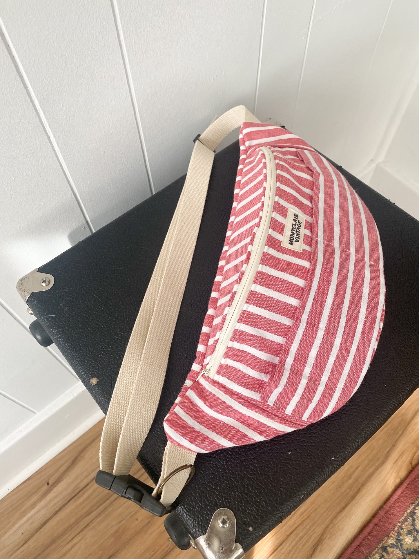 Upcycled Salmon Stripe Fanny Pack
