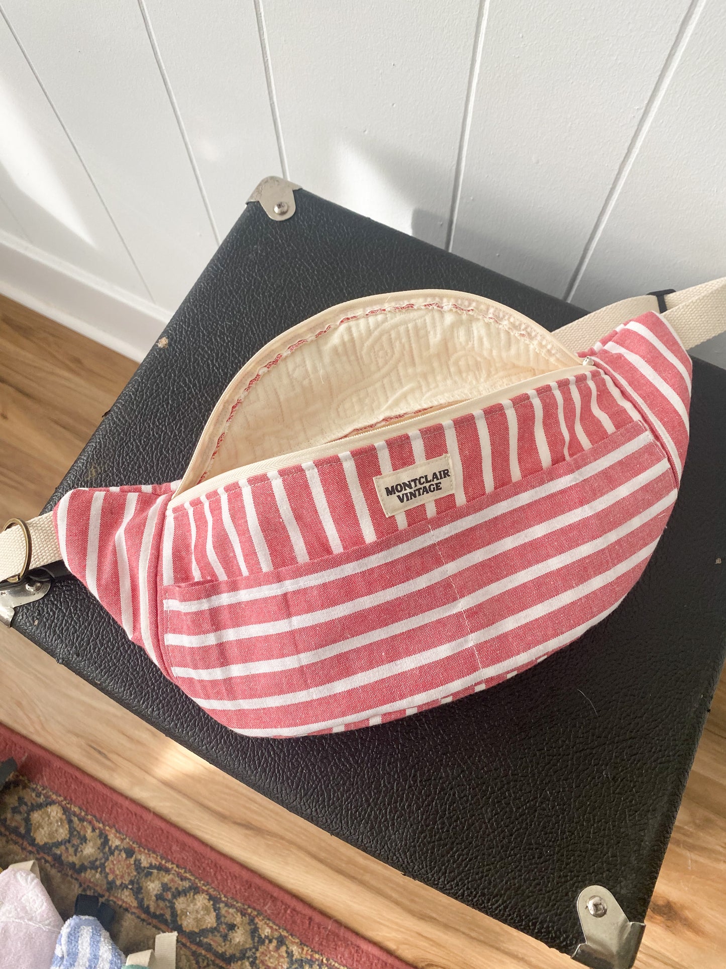 Upcycled Salmon Stripe Fanny Pack