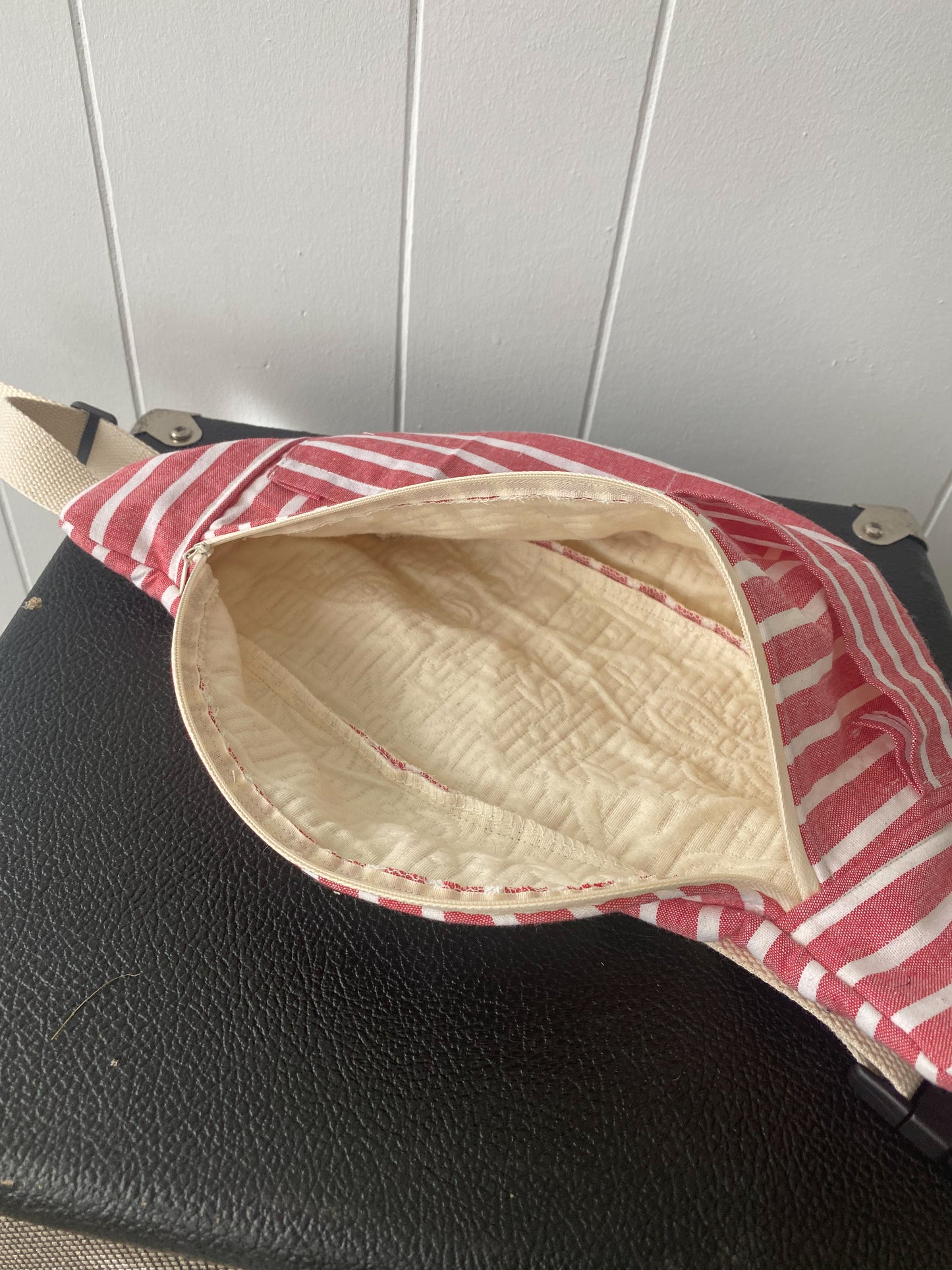 Upcycled Salmon Stripe Fanny Pack