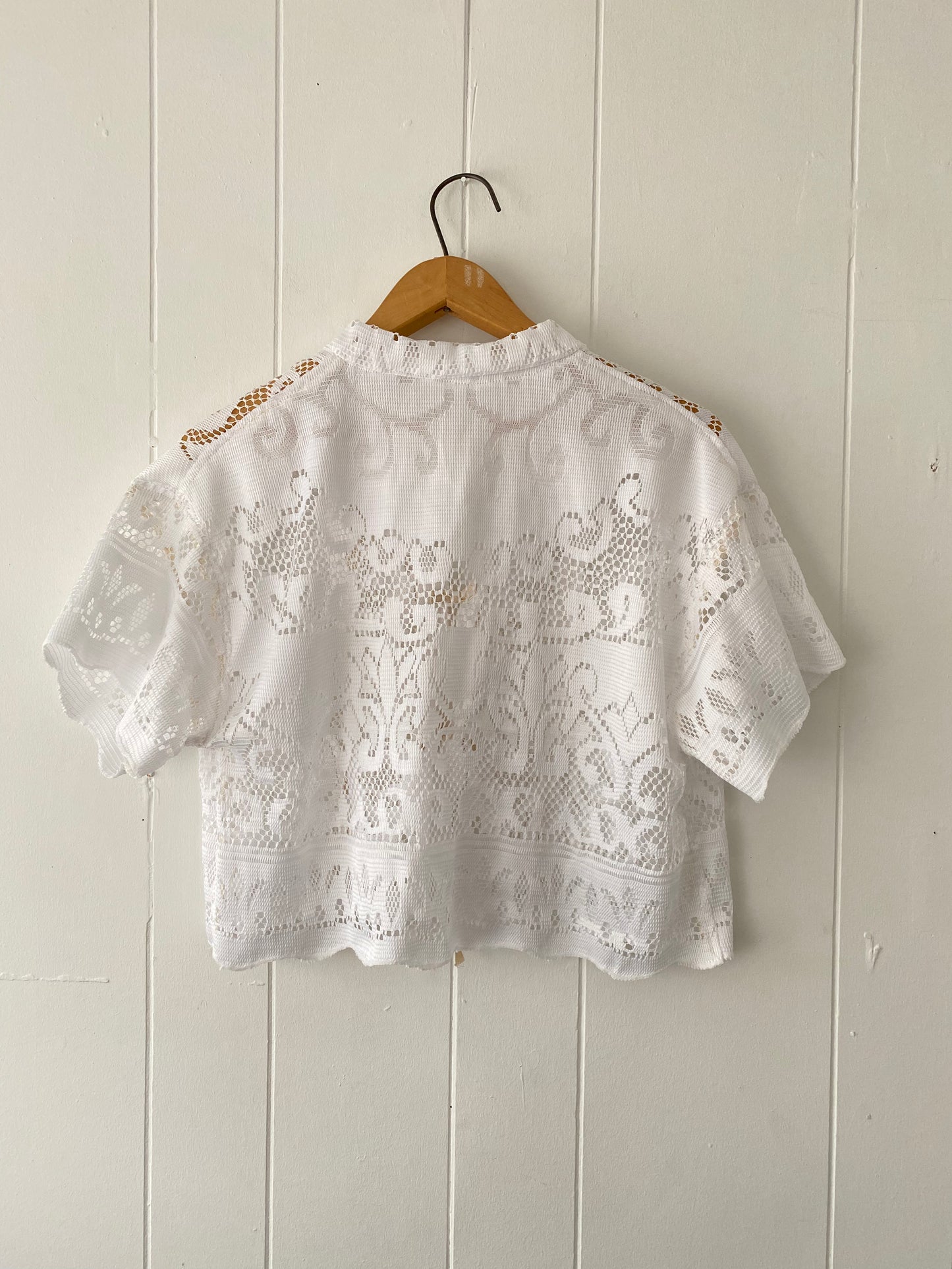 Upcycled Tie Front Lace Blouse
