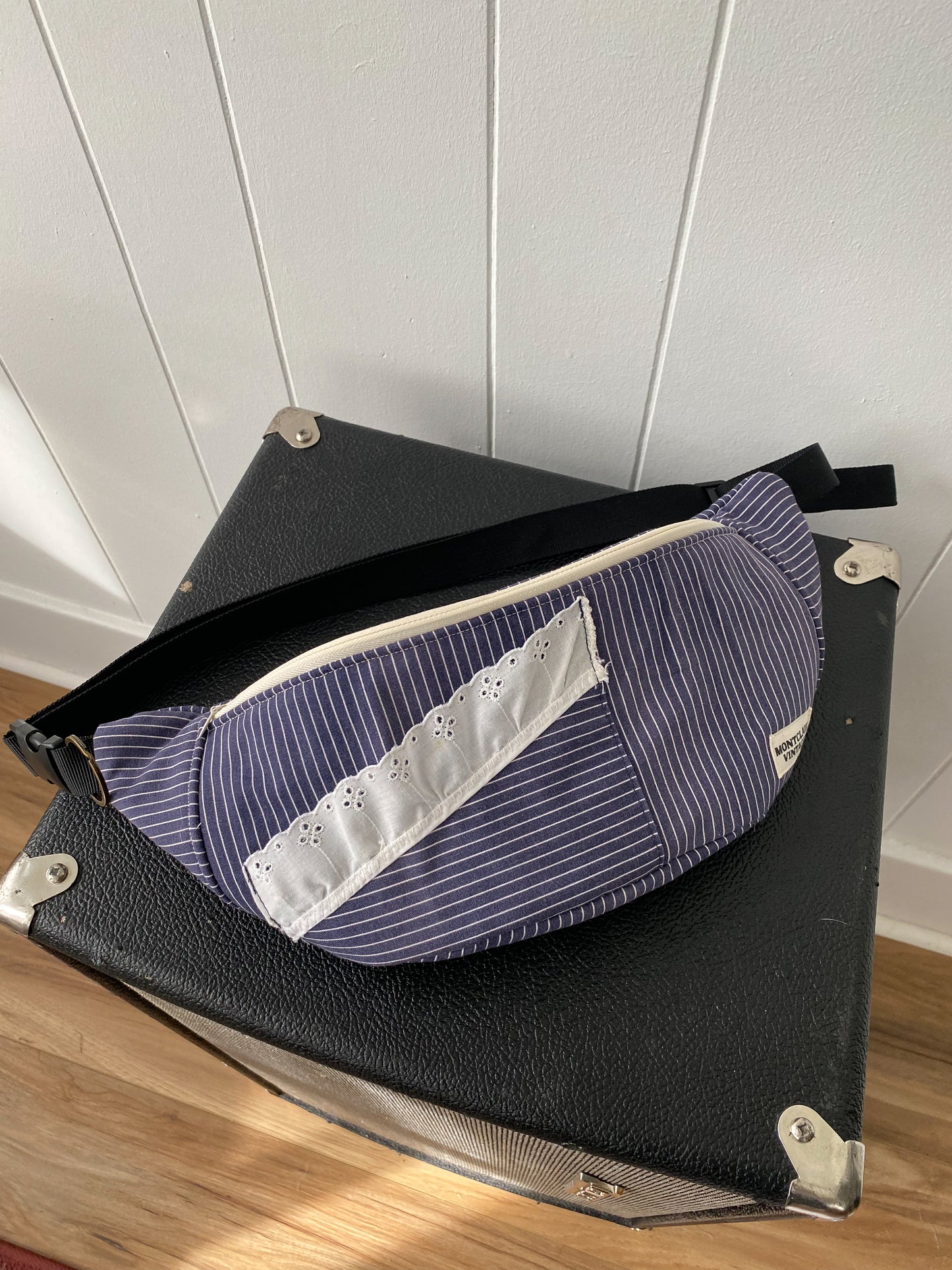 Upcycled Navy Stripe Fanny Pack