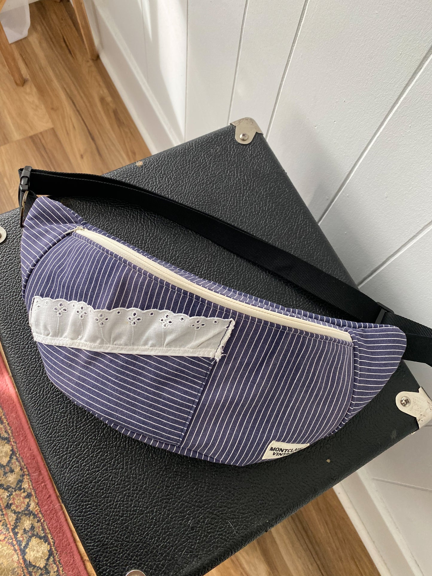 Upcycled Navy Stripe Fanny Pack