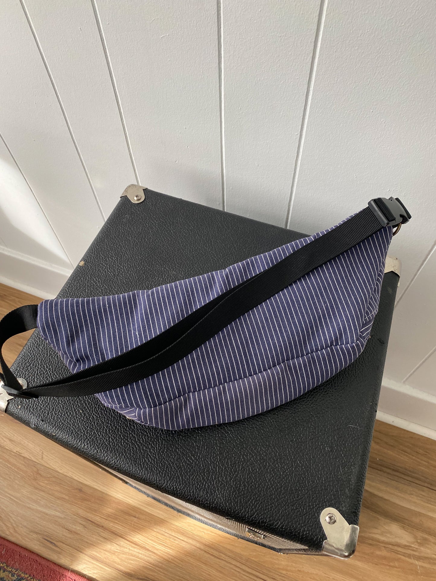 Upcycled Navy Stripe Fanny Pack