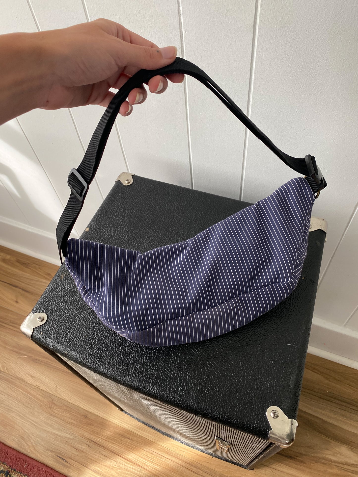 Upcycled Navy Stripe Fanny Pack