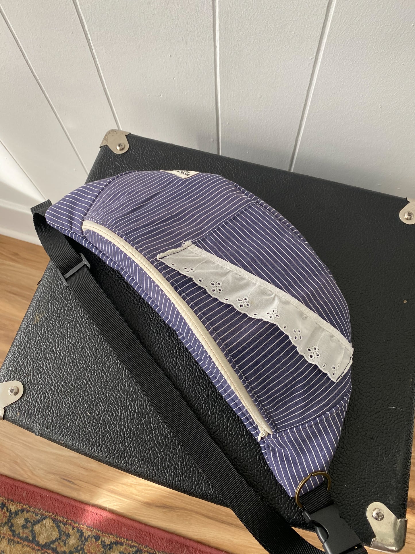 Upcycled Navy Stripe Fanny Pack
