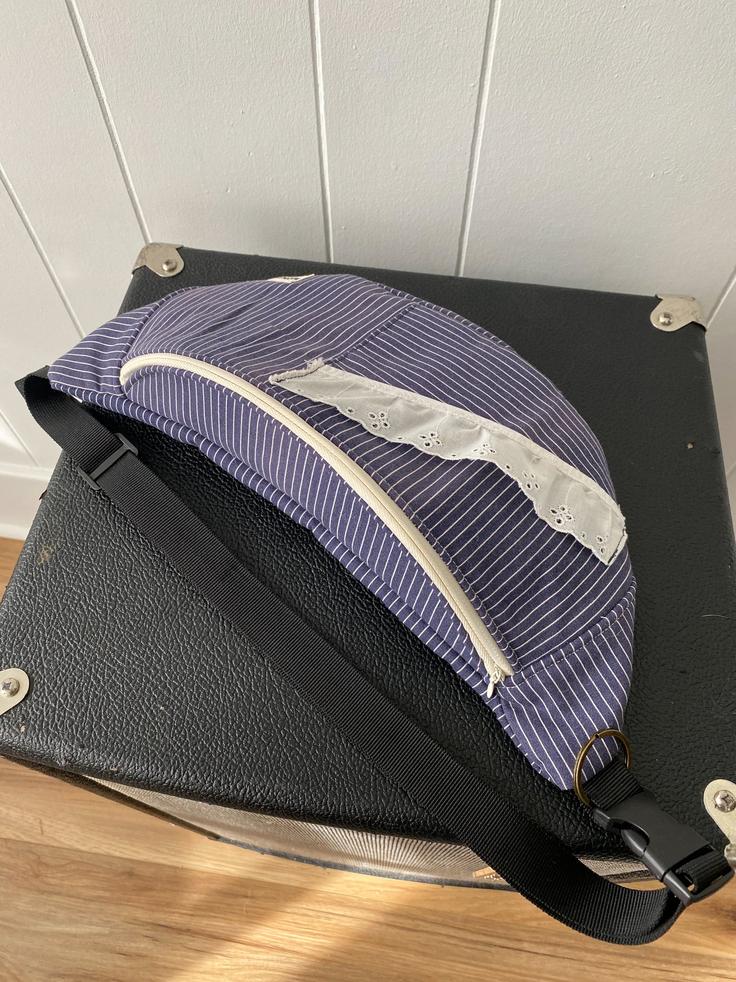 Upcycled Navy Stripe Fanny Pack