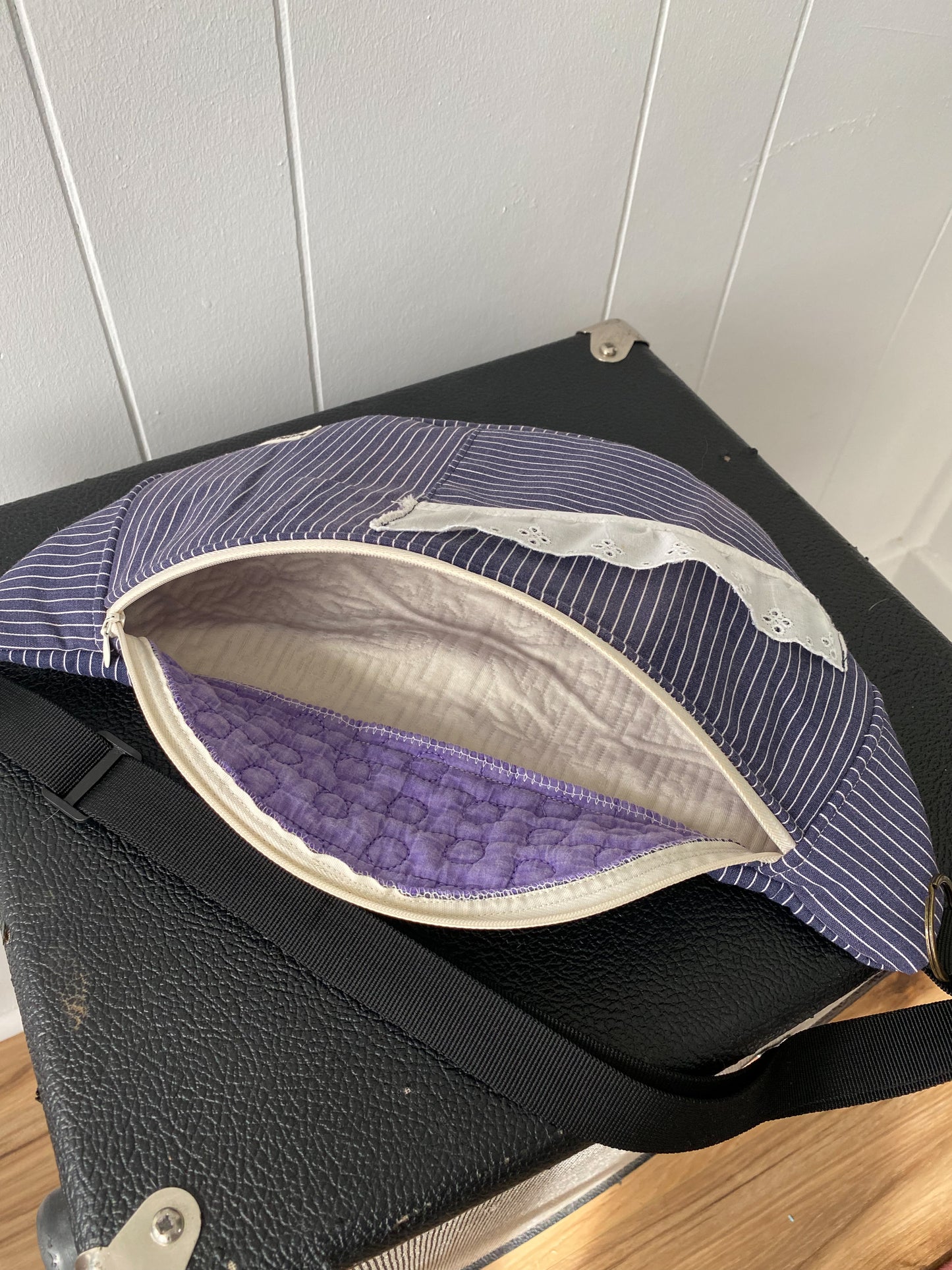 Upcycled Navy Stripe Fanny Pack