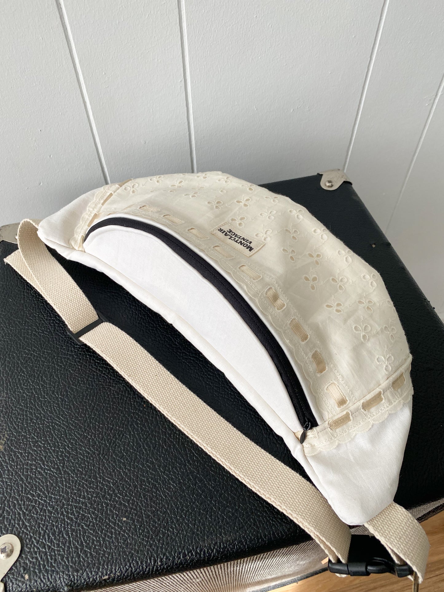 Upcycled Eyelet & Ribbon Fanny Pack