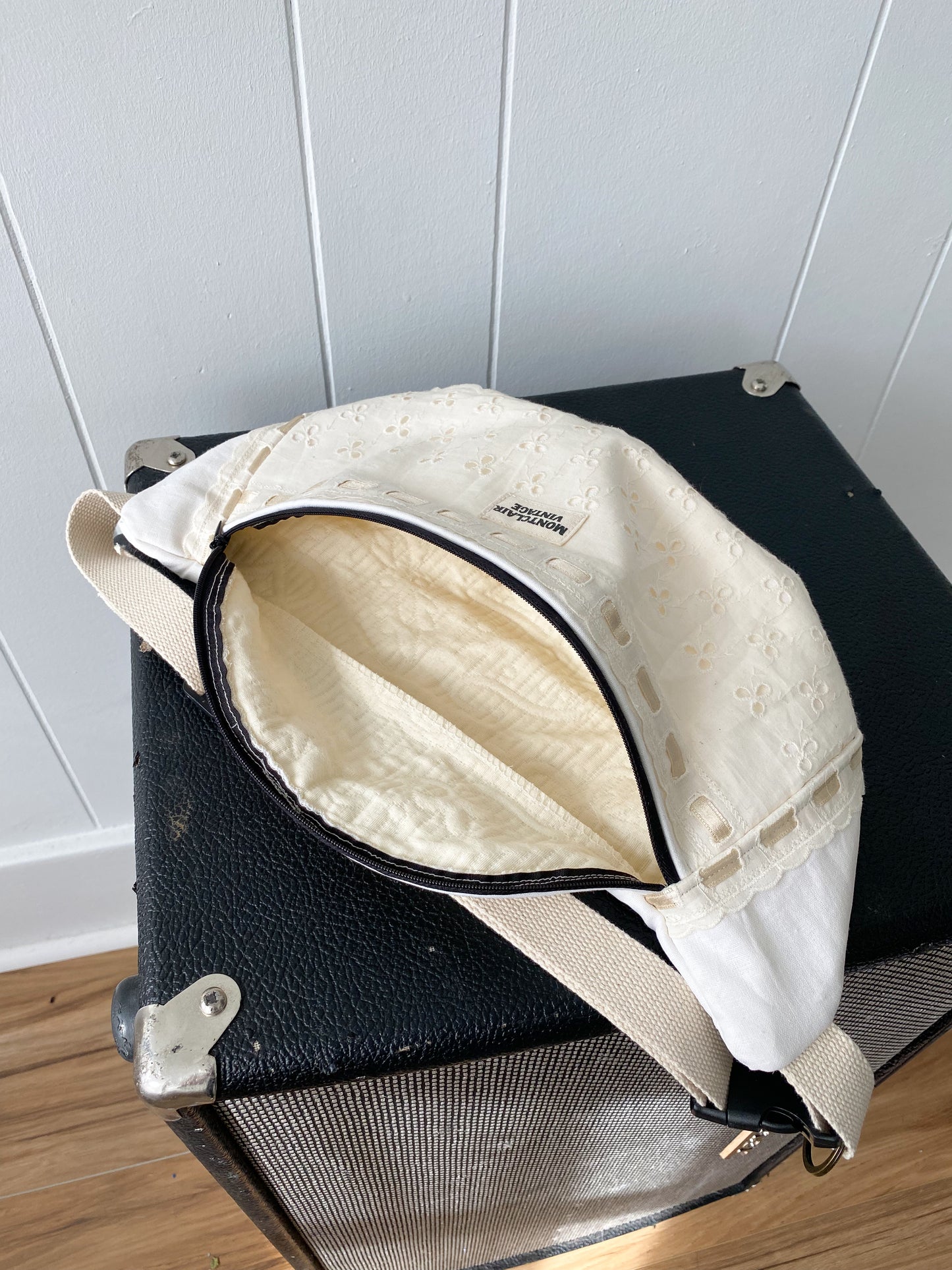 Upcycled Eyelet & Ribbon Fanny Pack