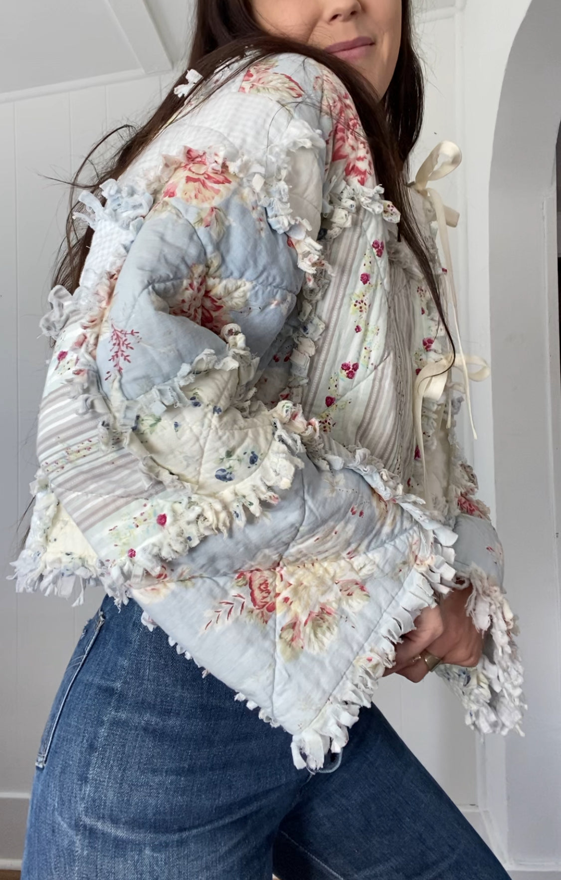 Upcycled Floral Quilt Jacket