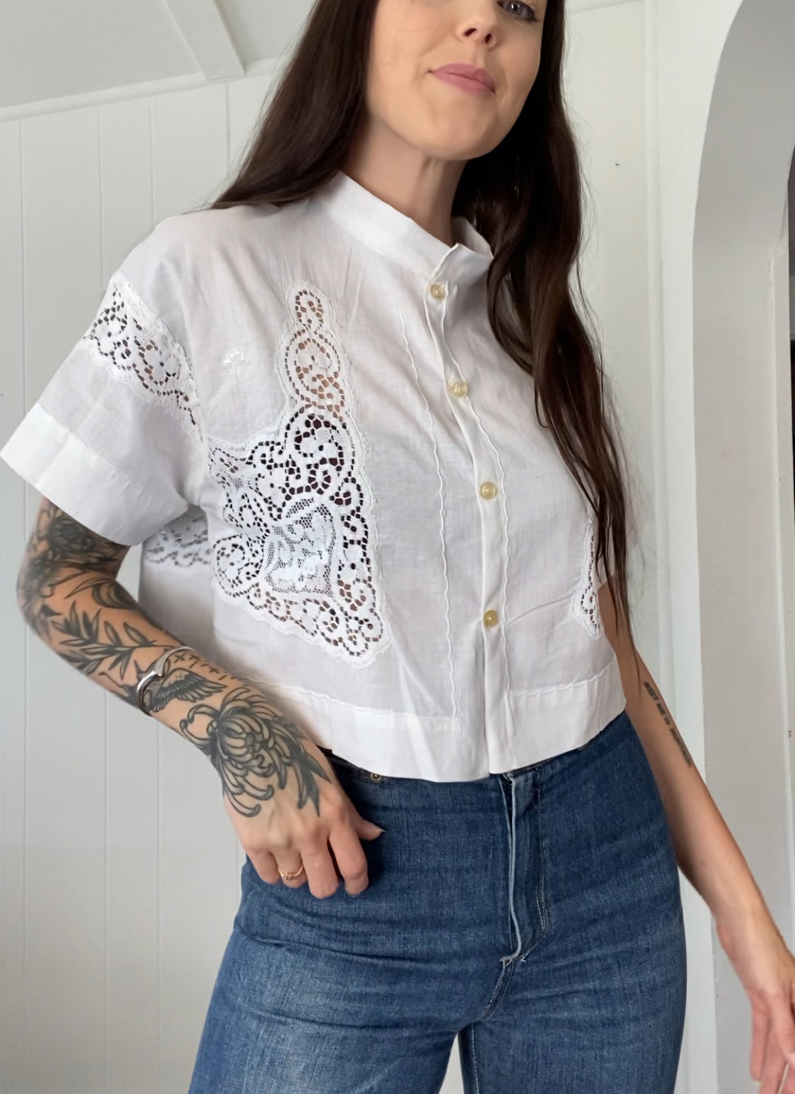 Upcycled Button Up Blouse