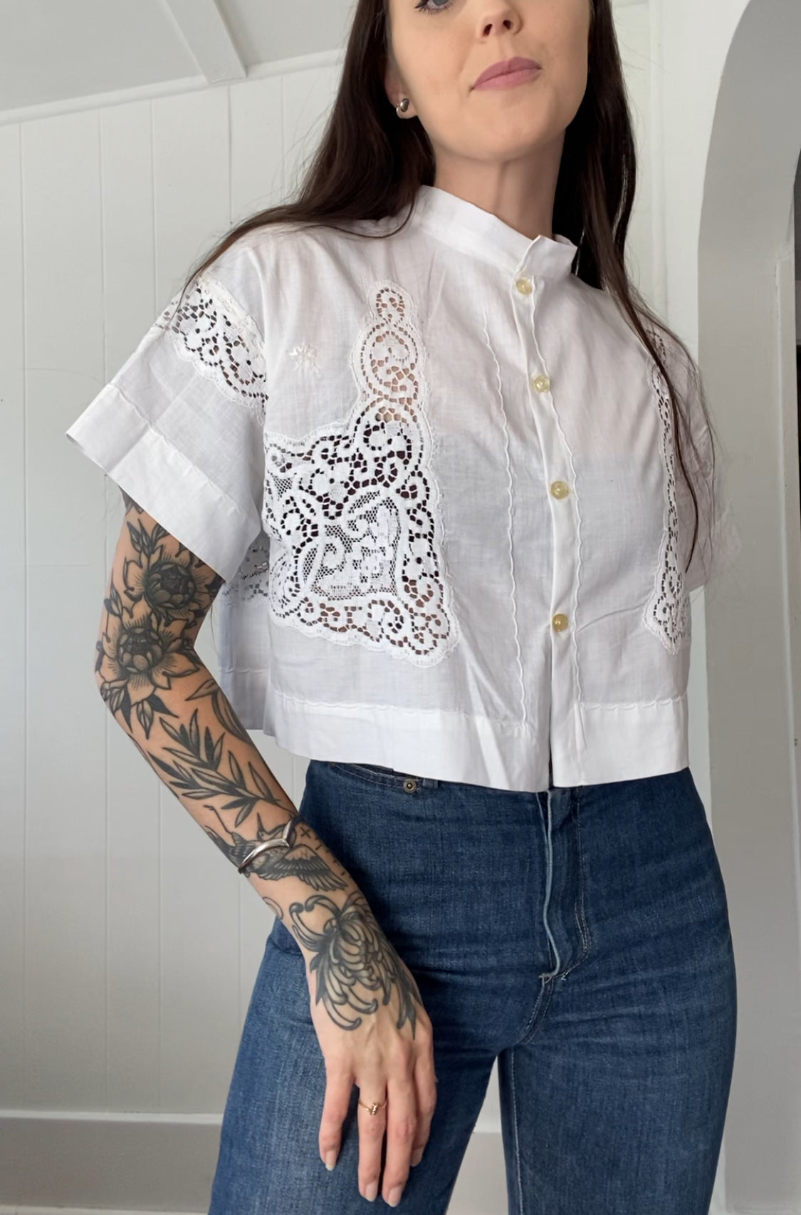 Upcycled Button Up Blouse