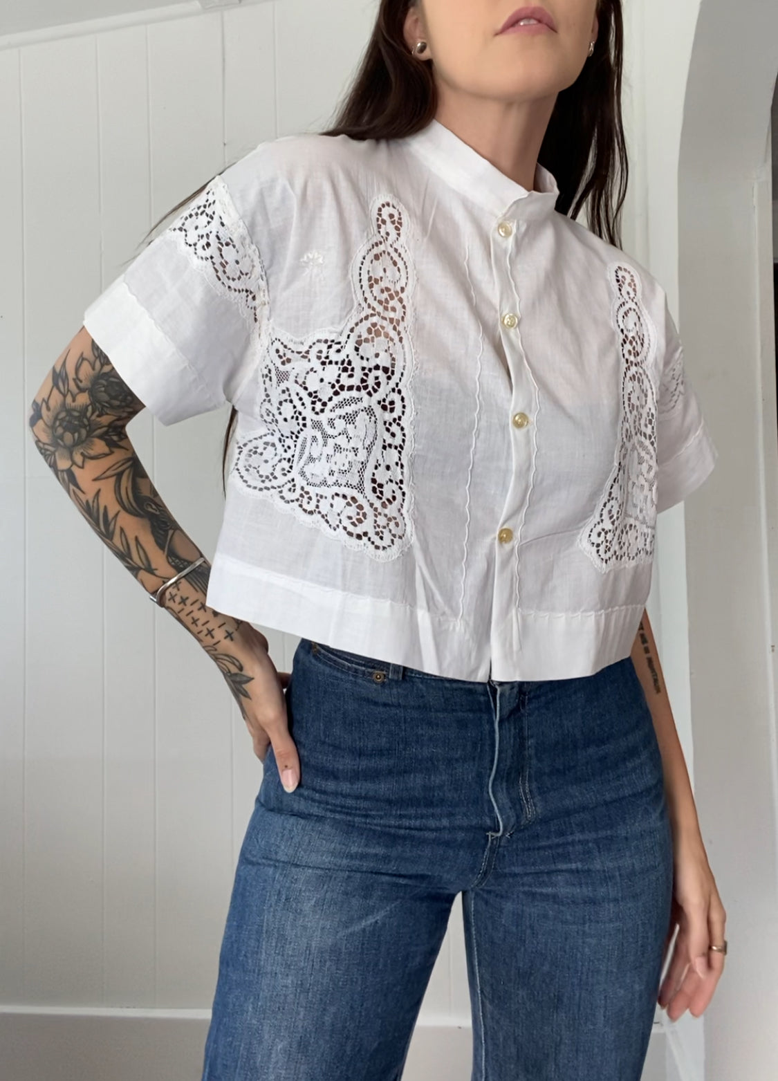 Upcycled Button Up Blouse