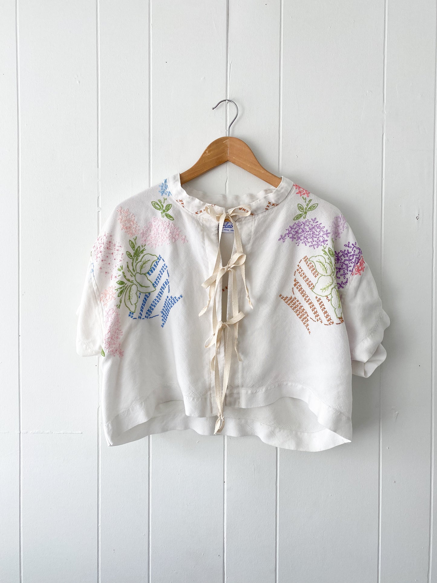 Upcycled Vintage Tie-Front Blouse