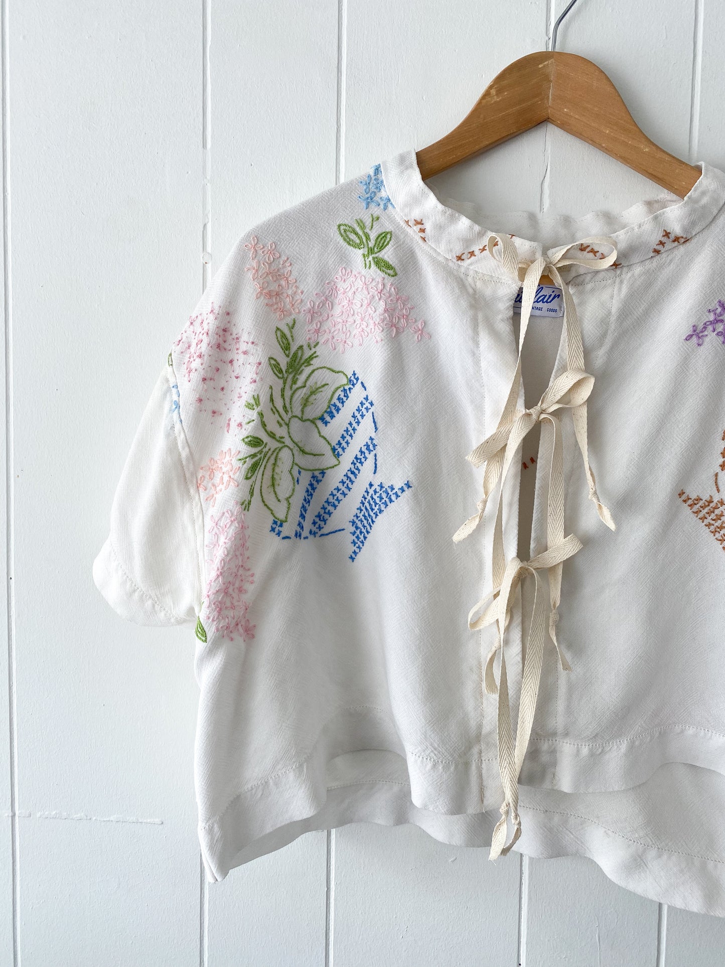 Upcycled Vintage Tie-Front Blouse