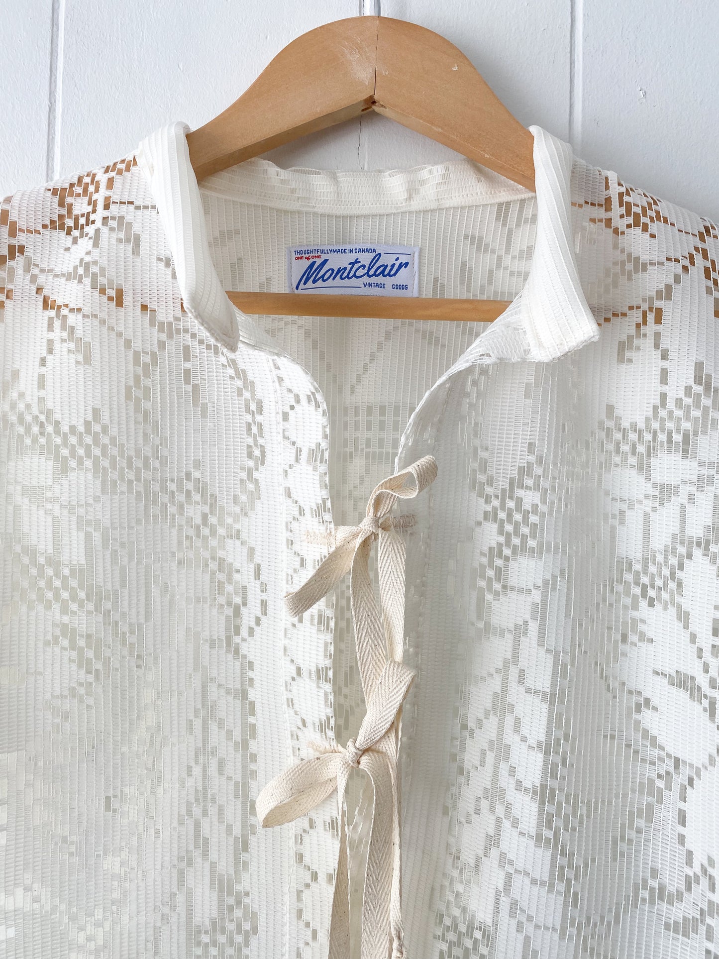 Upcycled Tie Front Lace Blouse