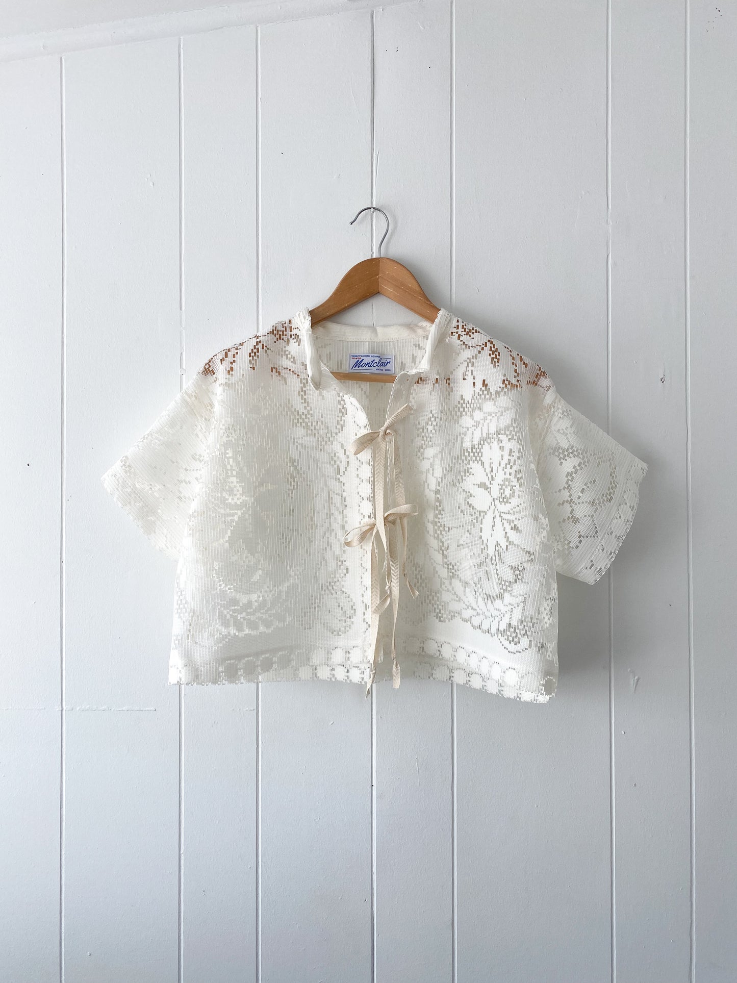 Upcycled Tie Front Lace Blouse
